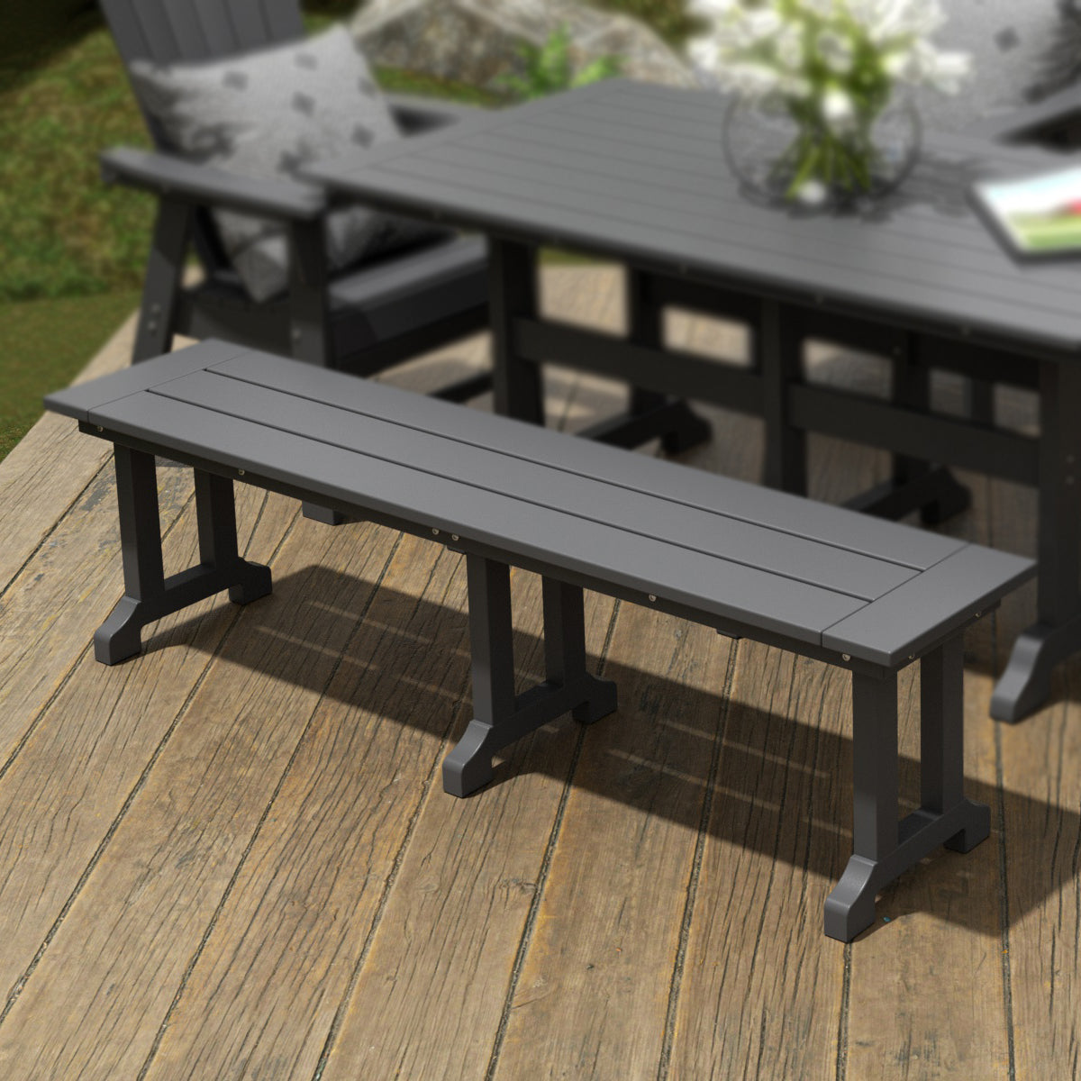 Paradise 65" Outdoor Patio Trestle Dining Bench
