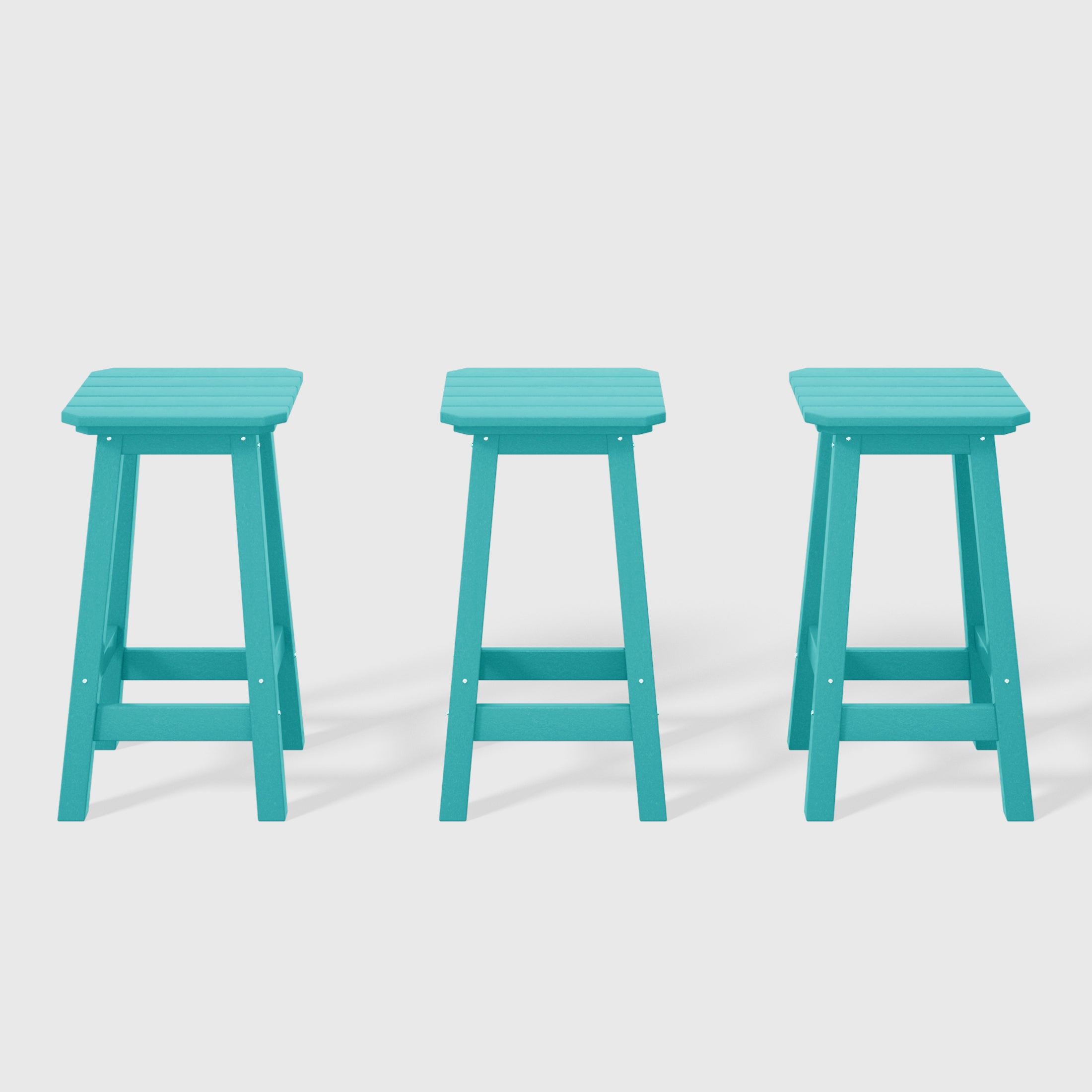 Paradise 24" HDPE Outdoor Patio Counter High Backless Square Bar Stools Set of Three