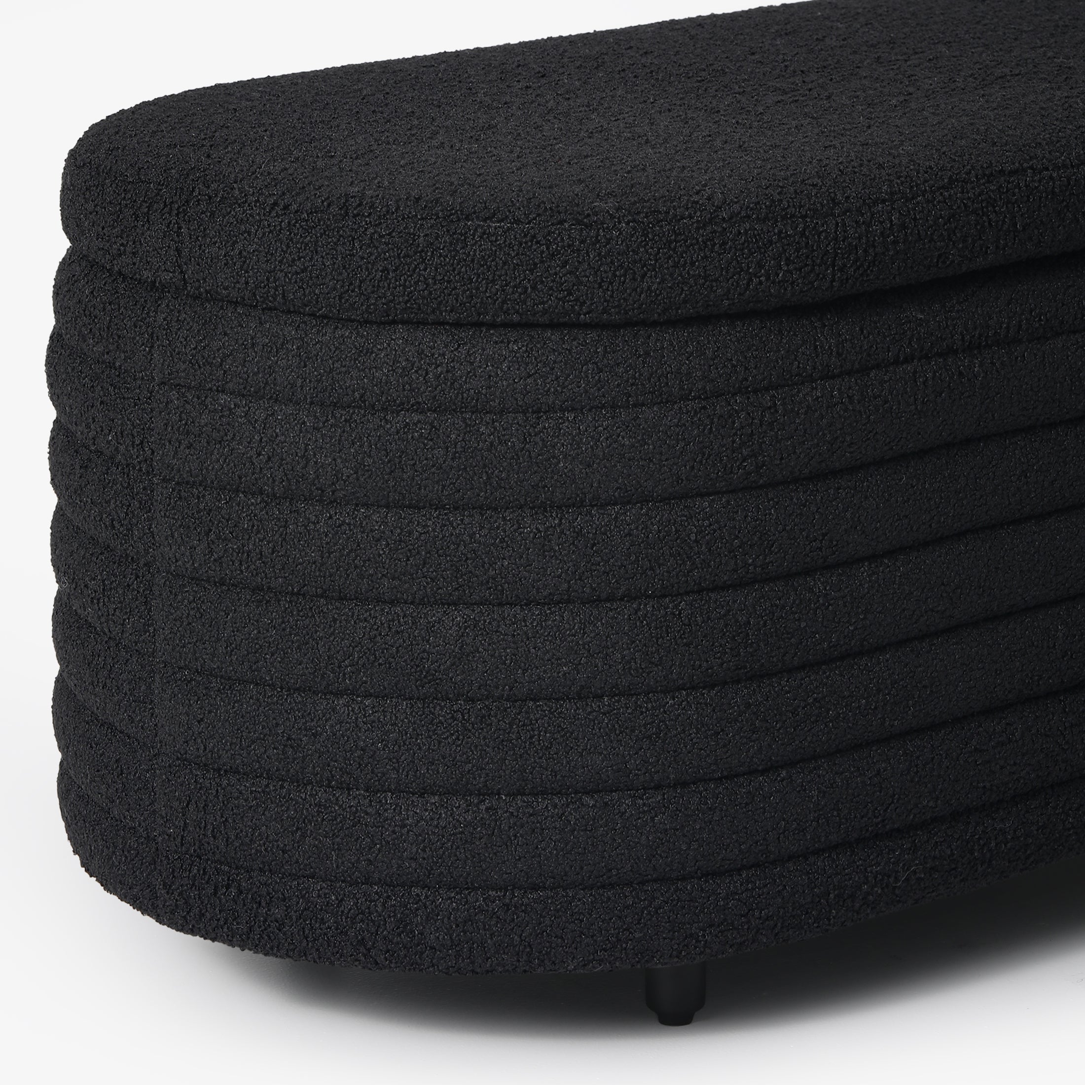 Celine 54" Wide Mid-Century Modern Upholstered Teddy Sherpa Tufted Oval Storage Ottoman Bench