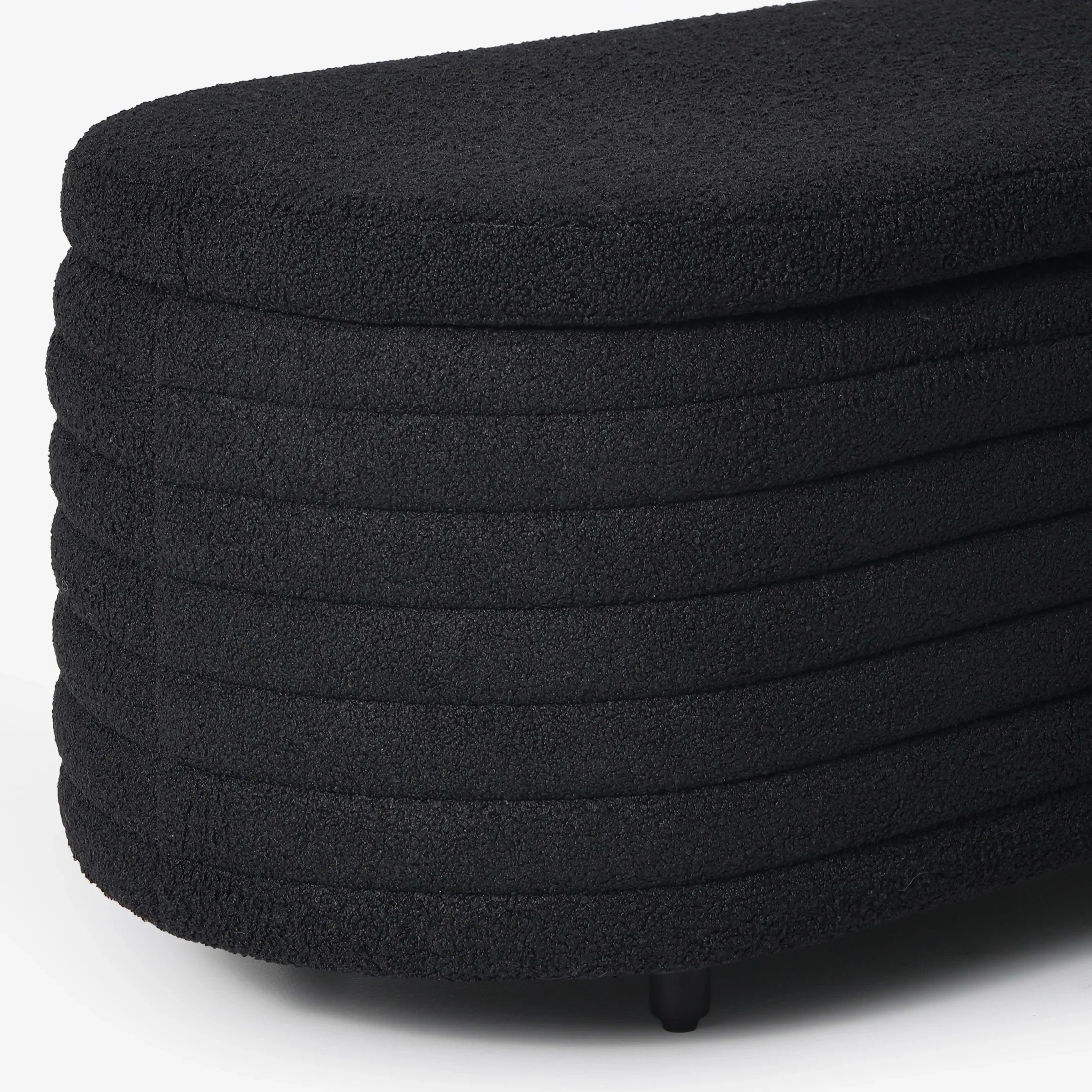 Celine 54" Wide Mid-Century Modern Upholstered Teddy Sherpa Tufted Oval Storage Ottoman Bench