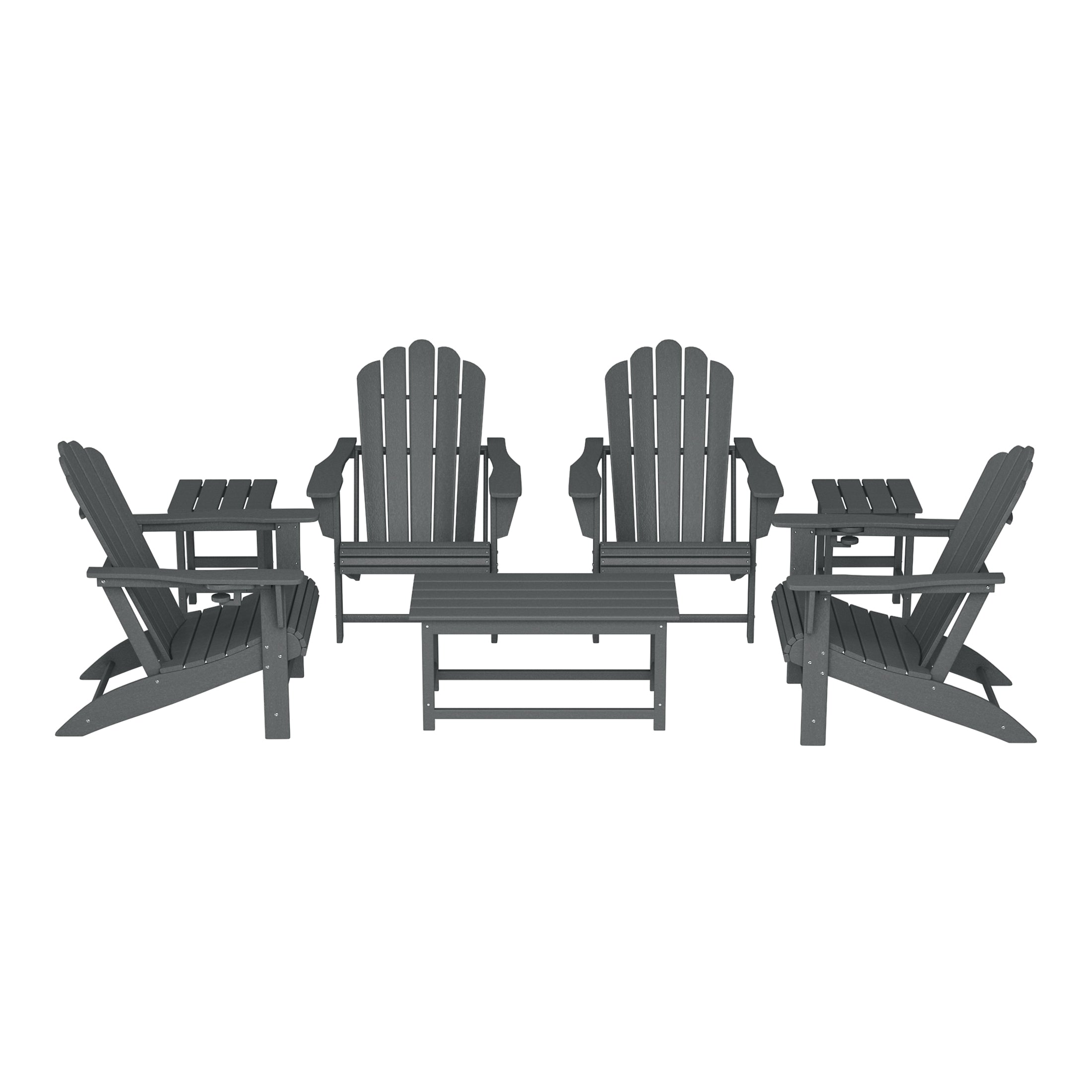 Lakeview 7-Piece HDPE Outdoor Patio Furniture Adirondack Conversation Set