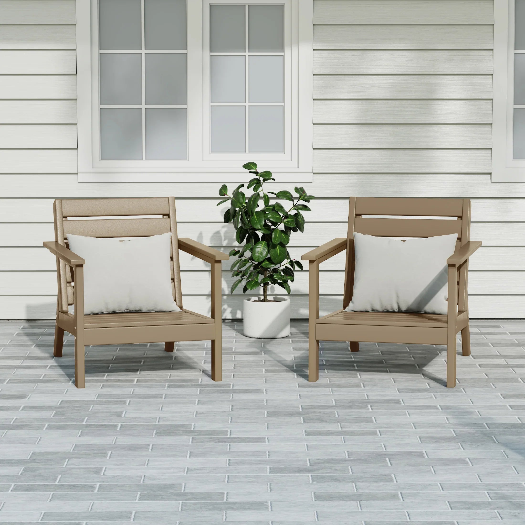 Portsmouth Outdoor Patio HDPE Deep Seating Armchair (Set of 2)