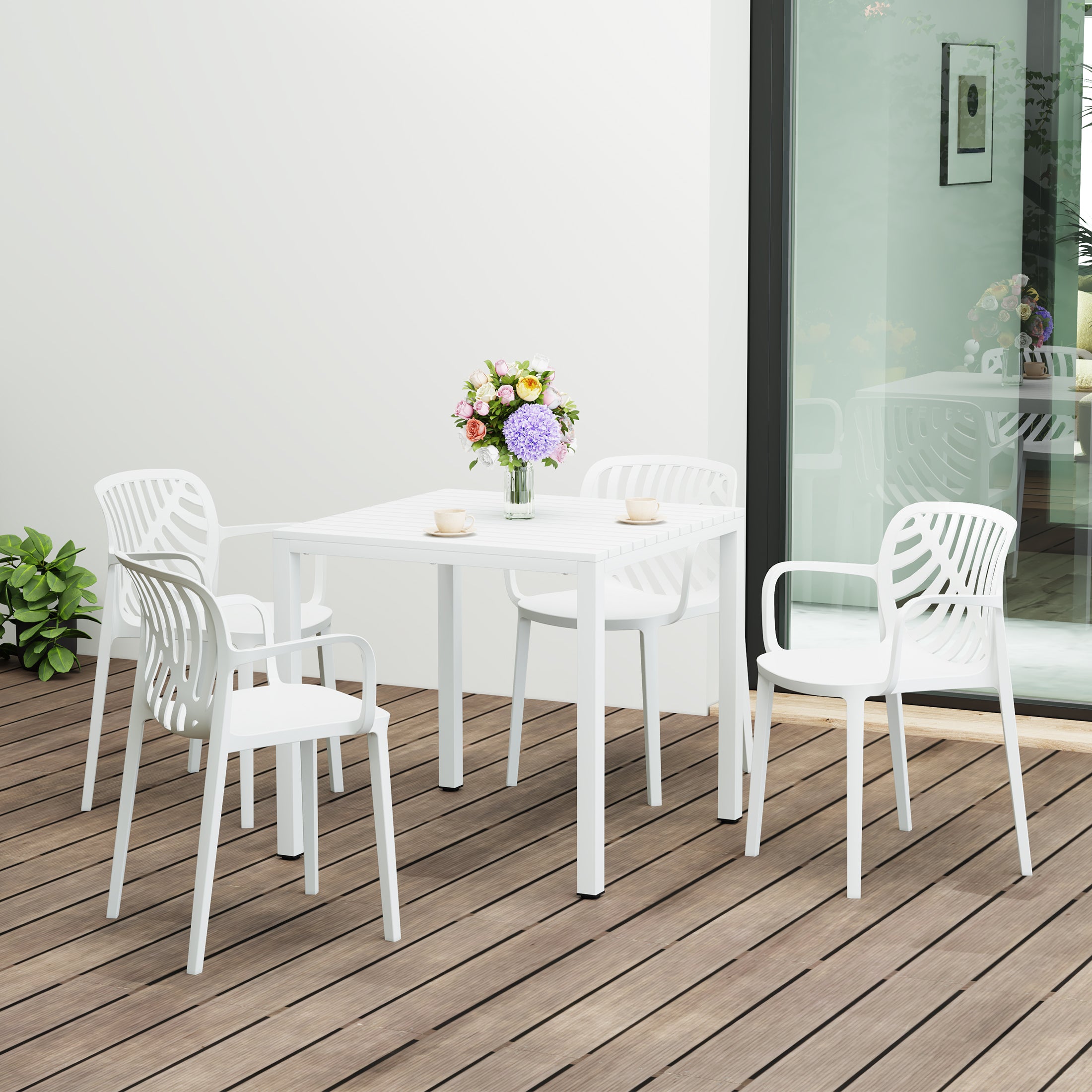 Sunshine 5-Piece Outdoor Square Dining Table Patio Set with Stackable Patio Dining Chairs