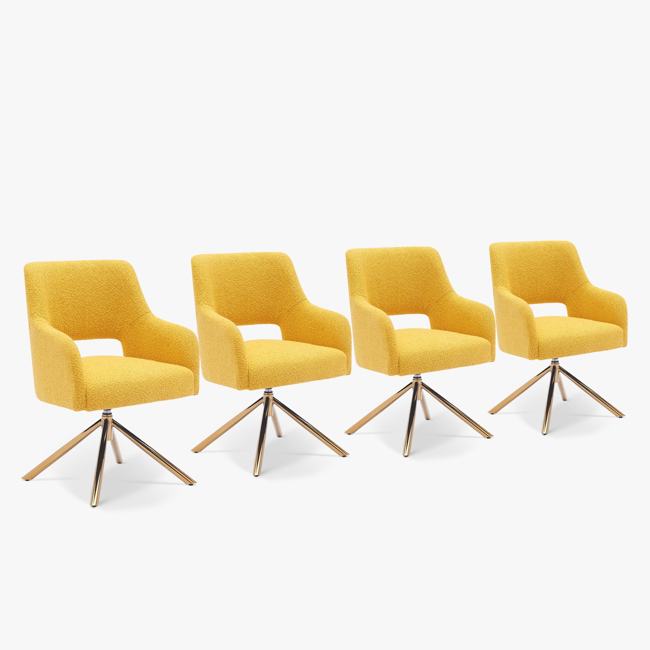 Amélie Mid-Century Modern Wide Boucle Swivel Accent Arm Chair (Set of 4)