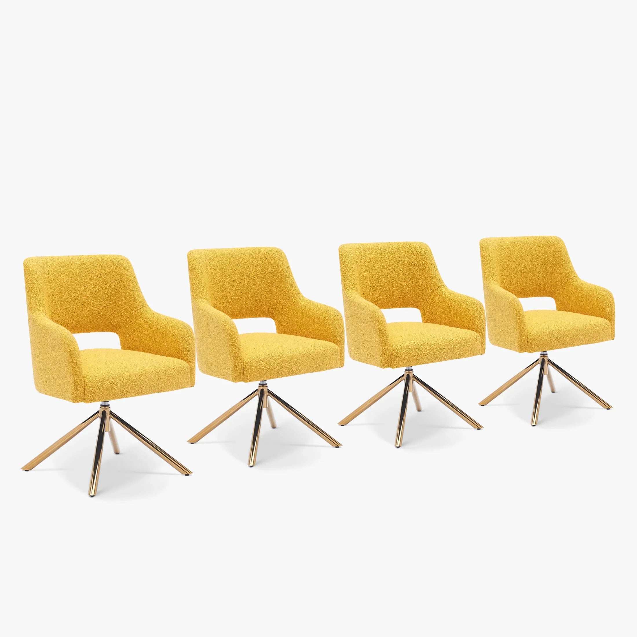 Amélie Mid-Century Modern Wide Boucle Swivel Accent Arm Chair (Set of 4)