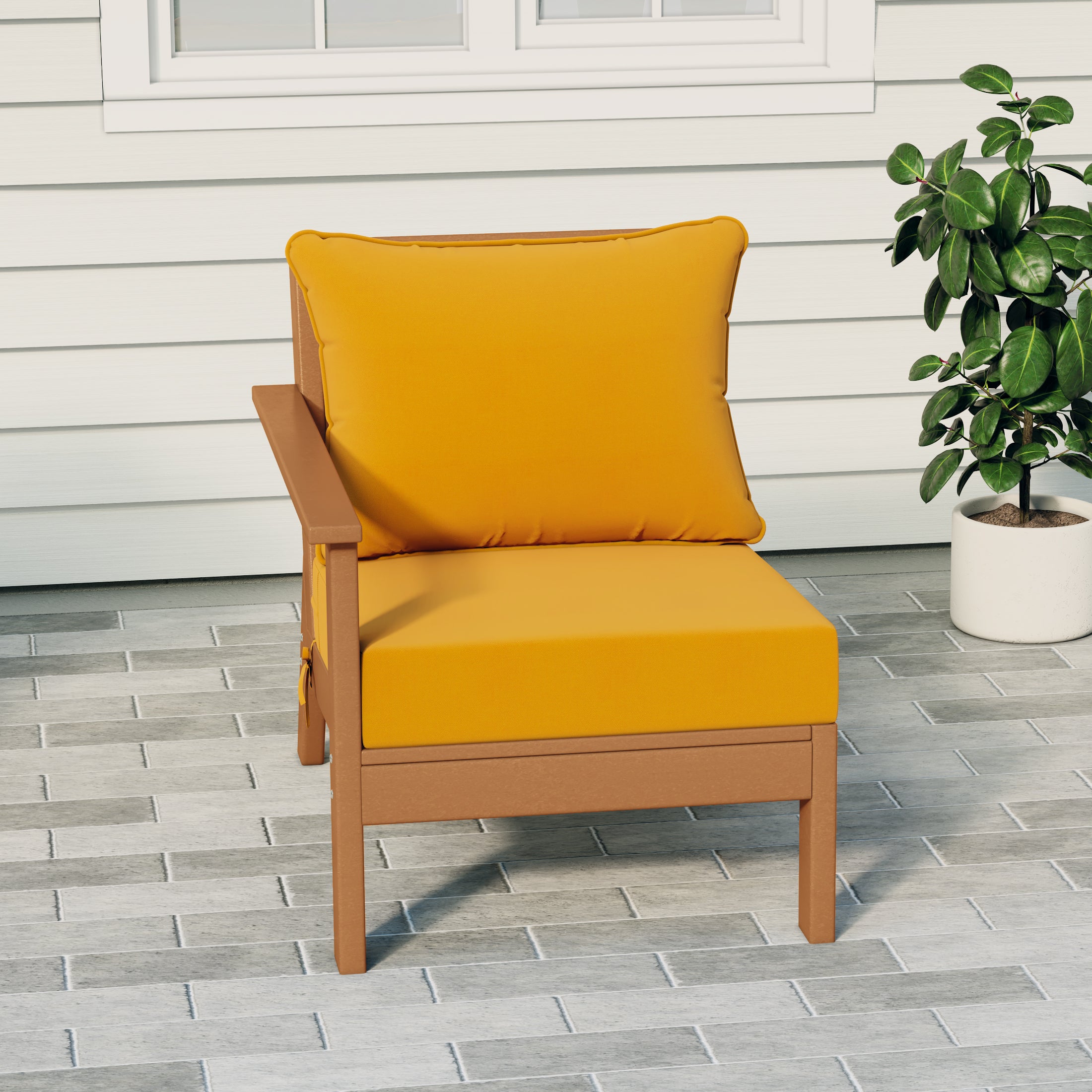 Portsmouth Outdoor Patio HDPE Left Arm Sectional Corner Club Chair with Patio Cushions