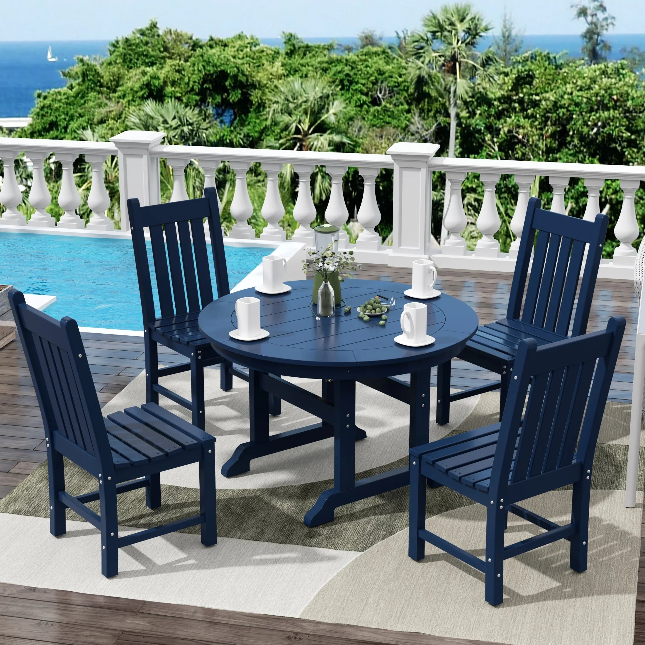 Paradise 5 Piece Outdoor Patio Dining Set Outdoor Round Table and Chair Set