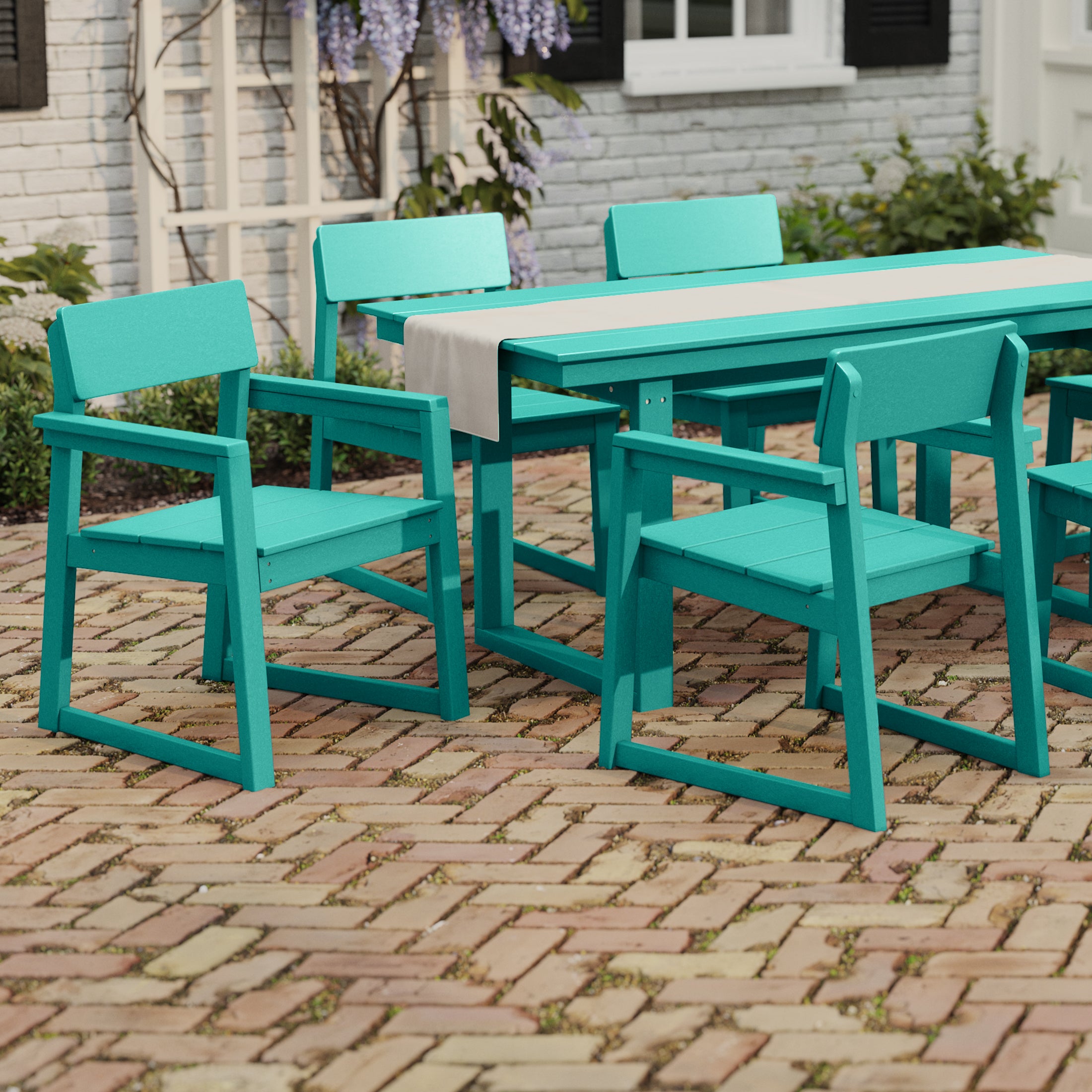 Cambria Modern HDPE Outdoor Patio Dining Arm Chairs (Set of 2)