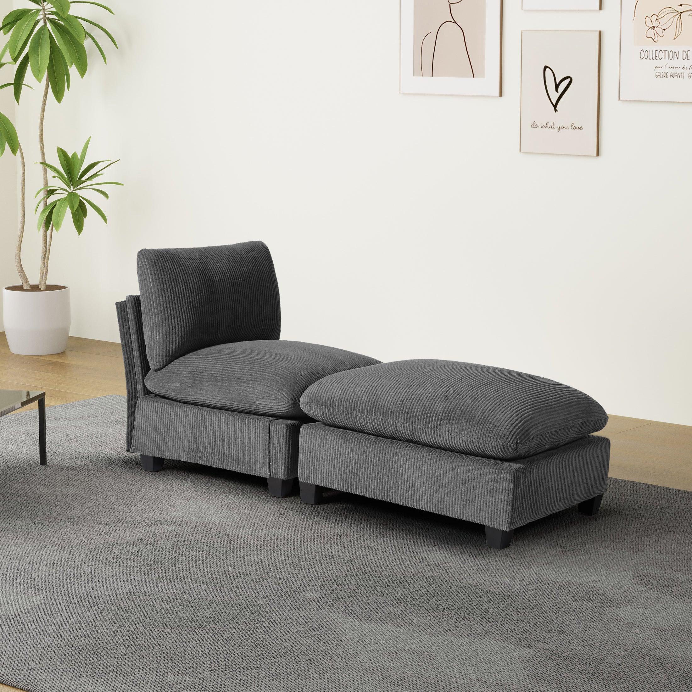 Ava 68.5" Corduroy Upholstered Indoor Chaise Lounge Chair