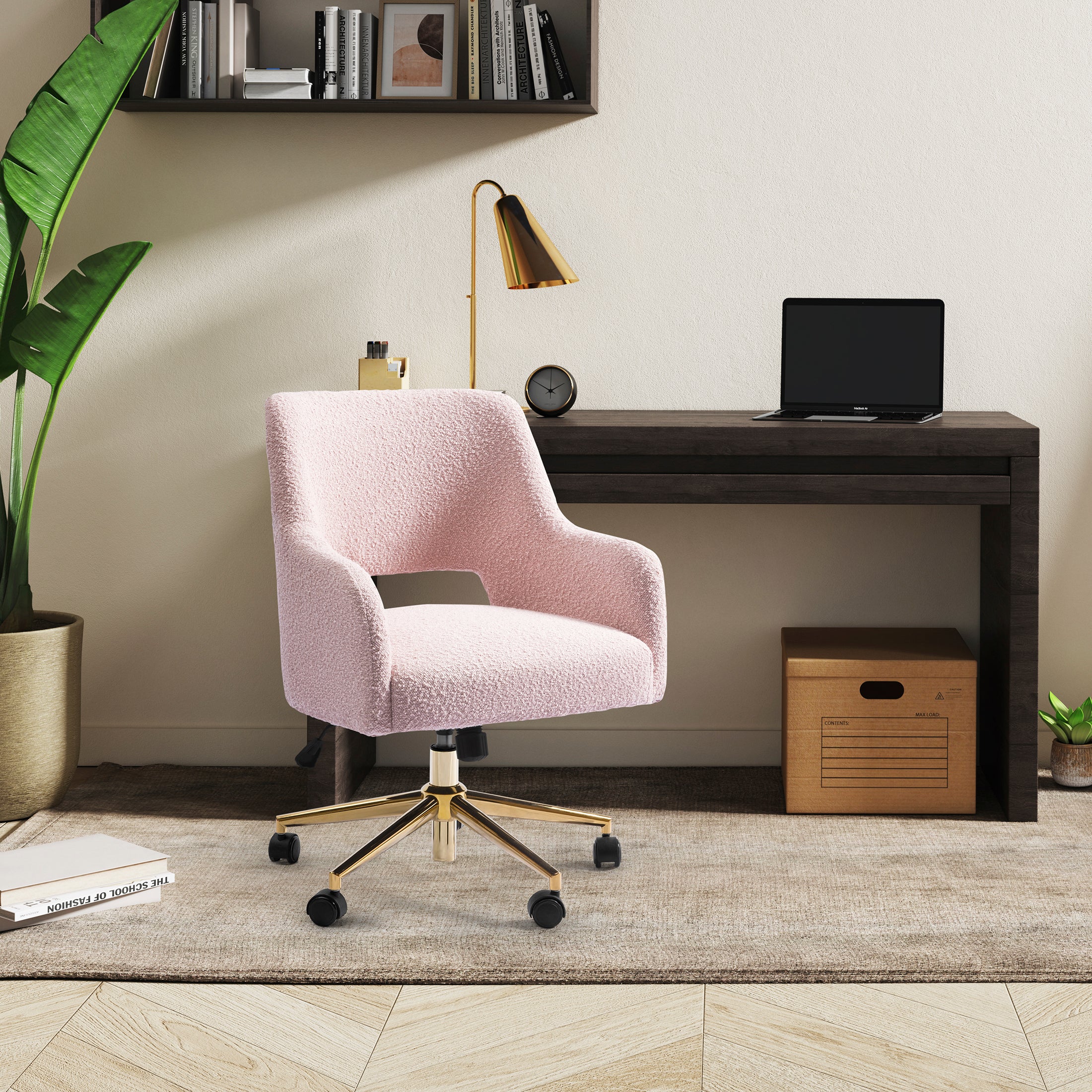Amélie Mid-Century Modern Swivel Office Vanity Chair with Wheels