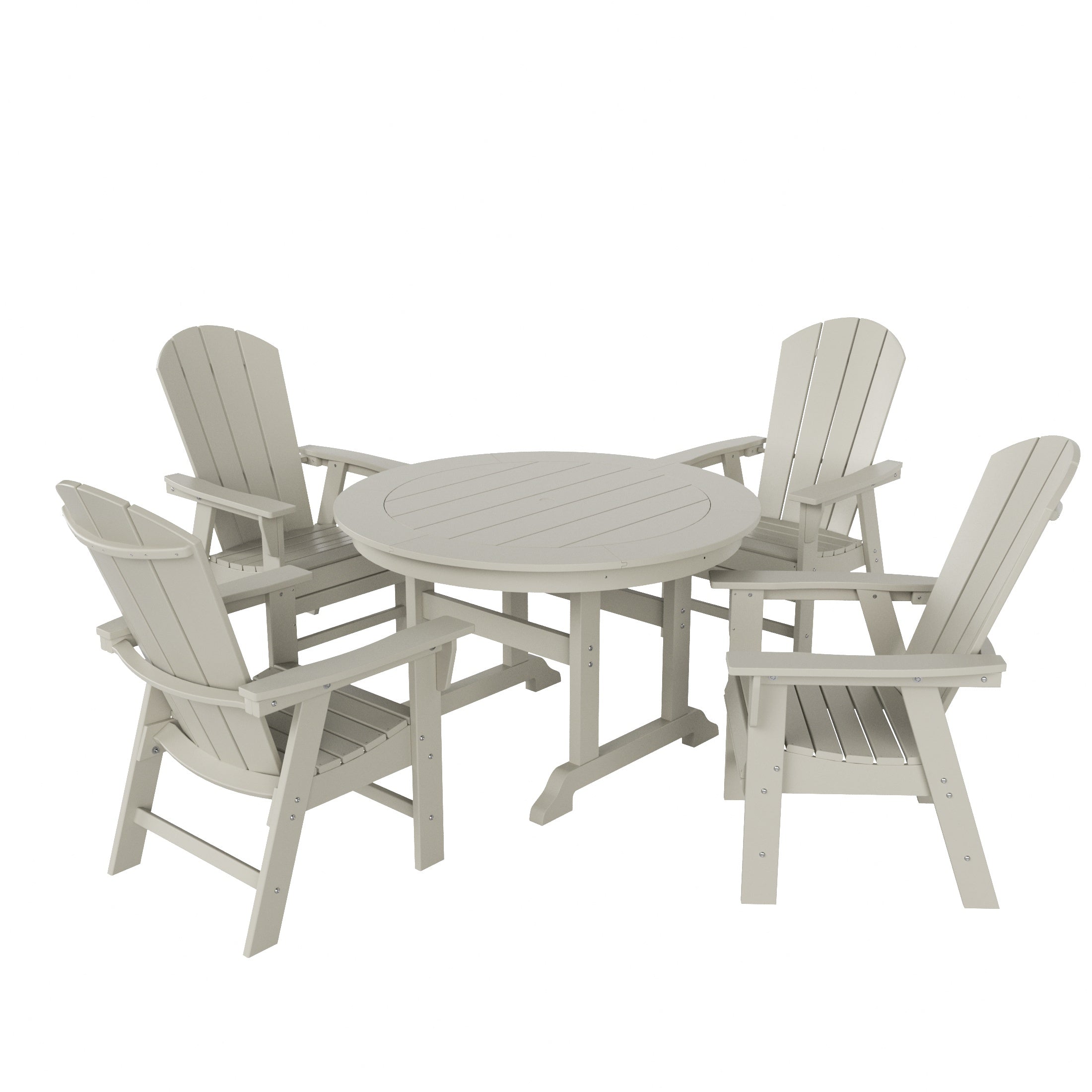Paradise 5 Piece Outdoor Patio Dining Round Table and Curved Back Armchair Set