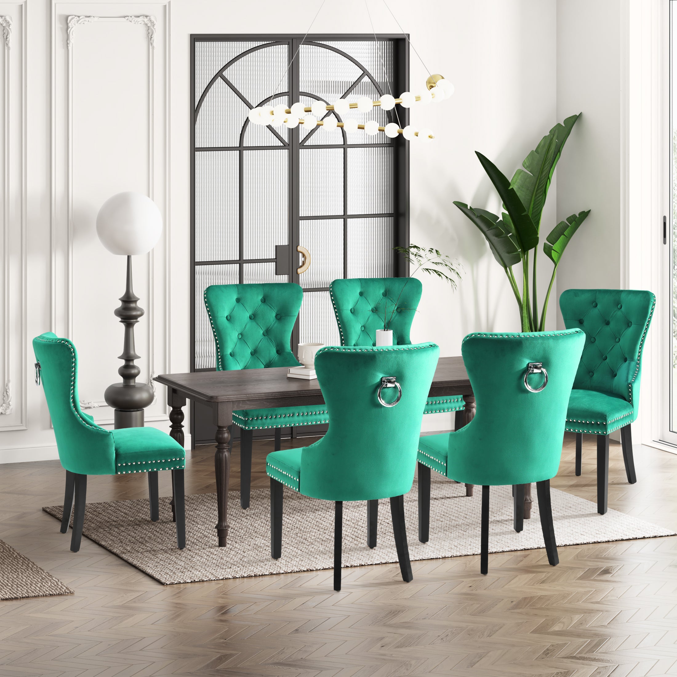 Hank Velvet Upholstered Tufted Dining Chairs (Set of 6)