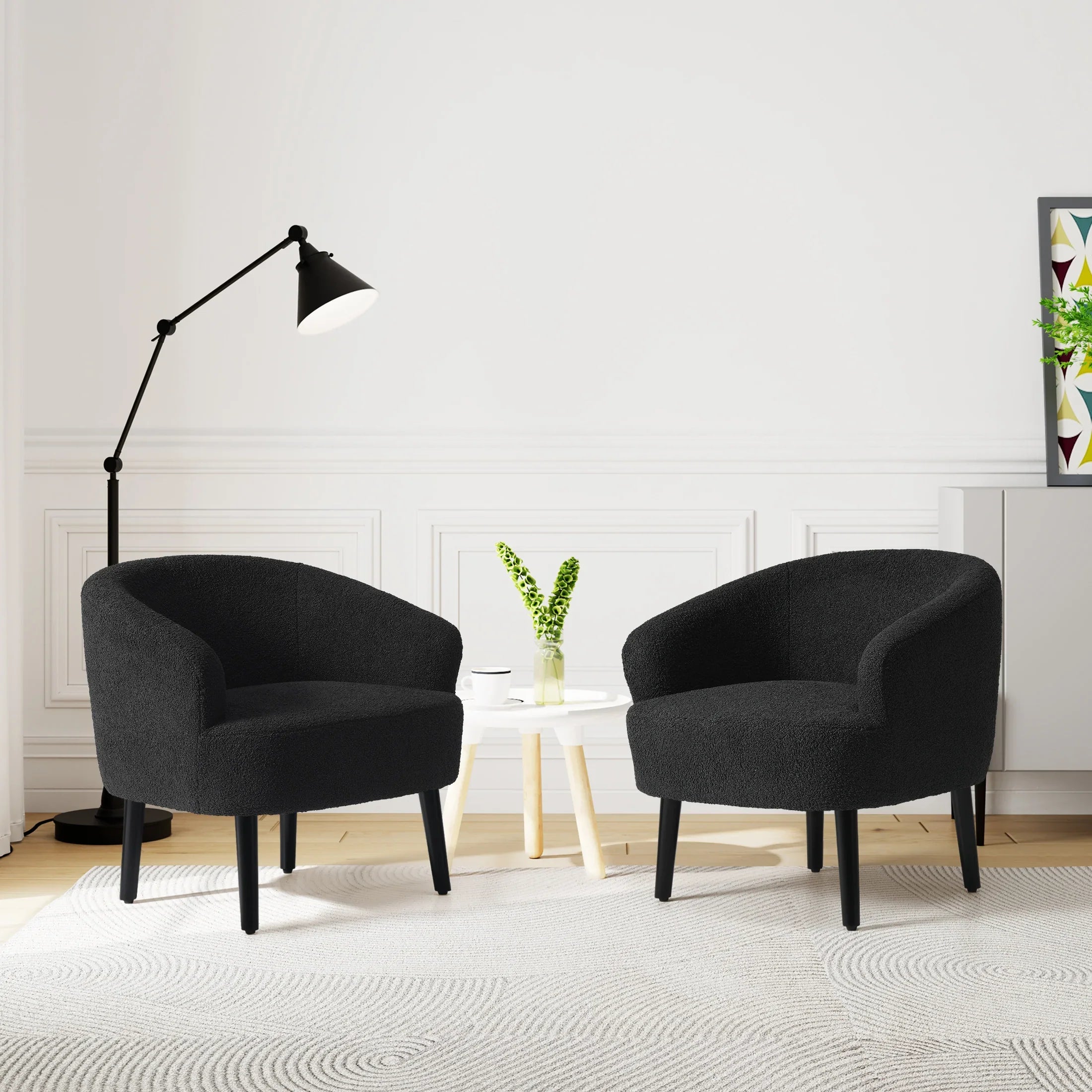 Celine 29" Wide Mid Century Modern Club Barrel Accent Armchair, Set of Two