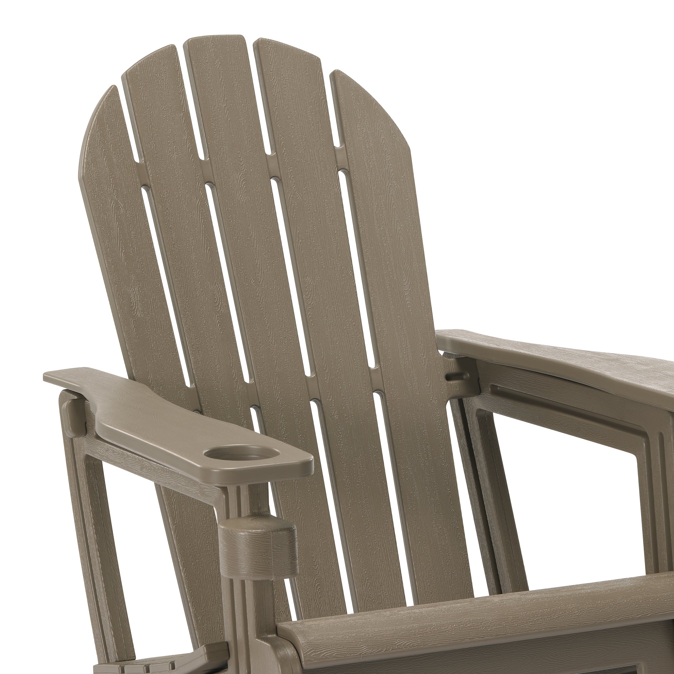 Cayman Tool-Free Assembly Outdoor Patio HDPE Plastic Adirondack Chair with Cup Holder
