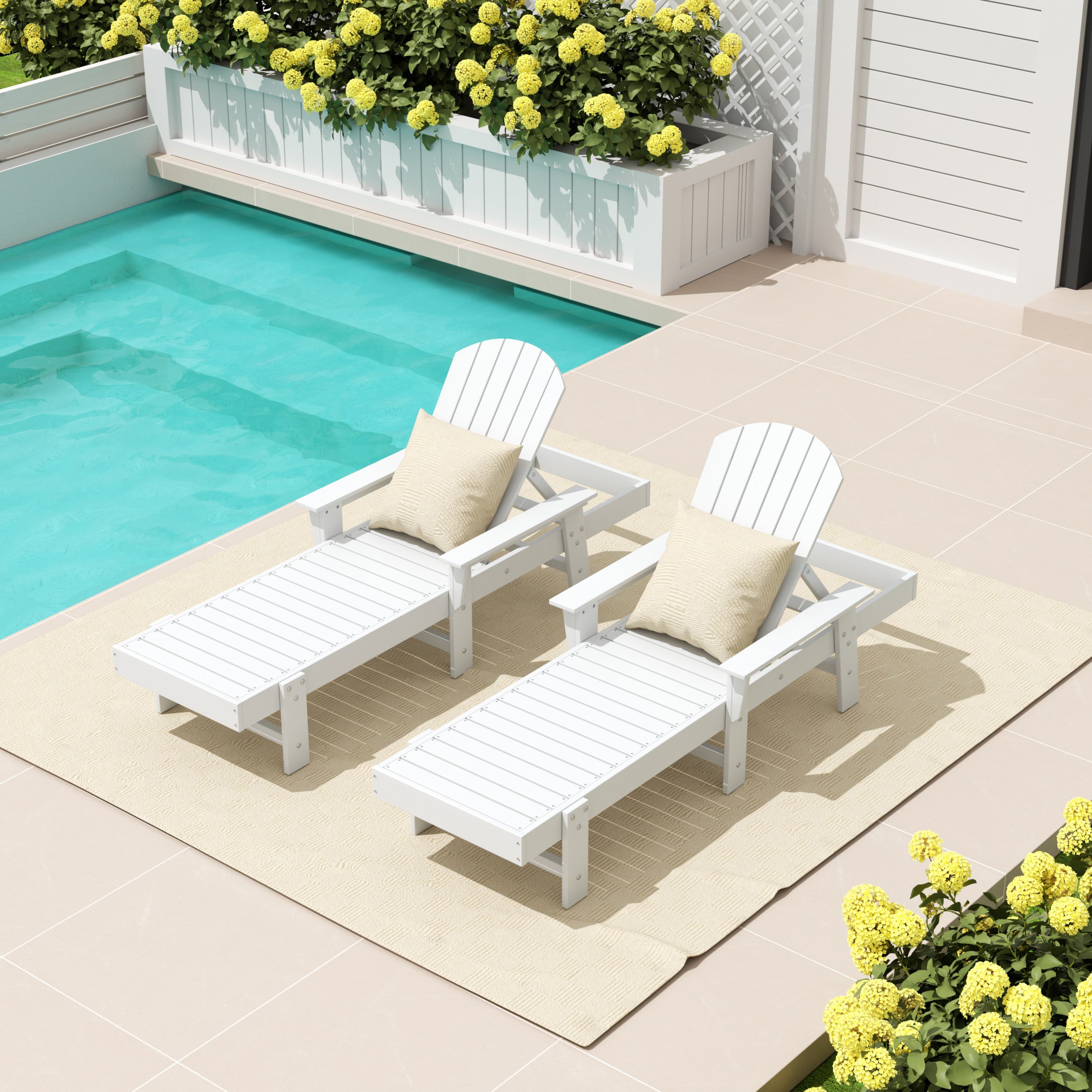 Portside 2 Piece Adirondack Poly Reclining Chaise Lounge With Arms