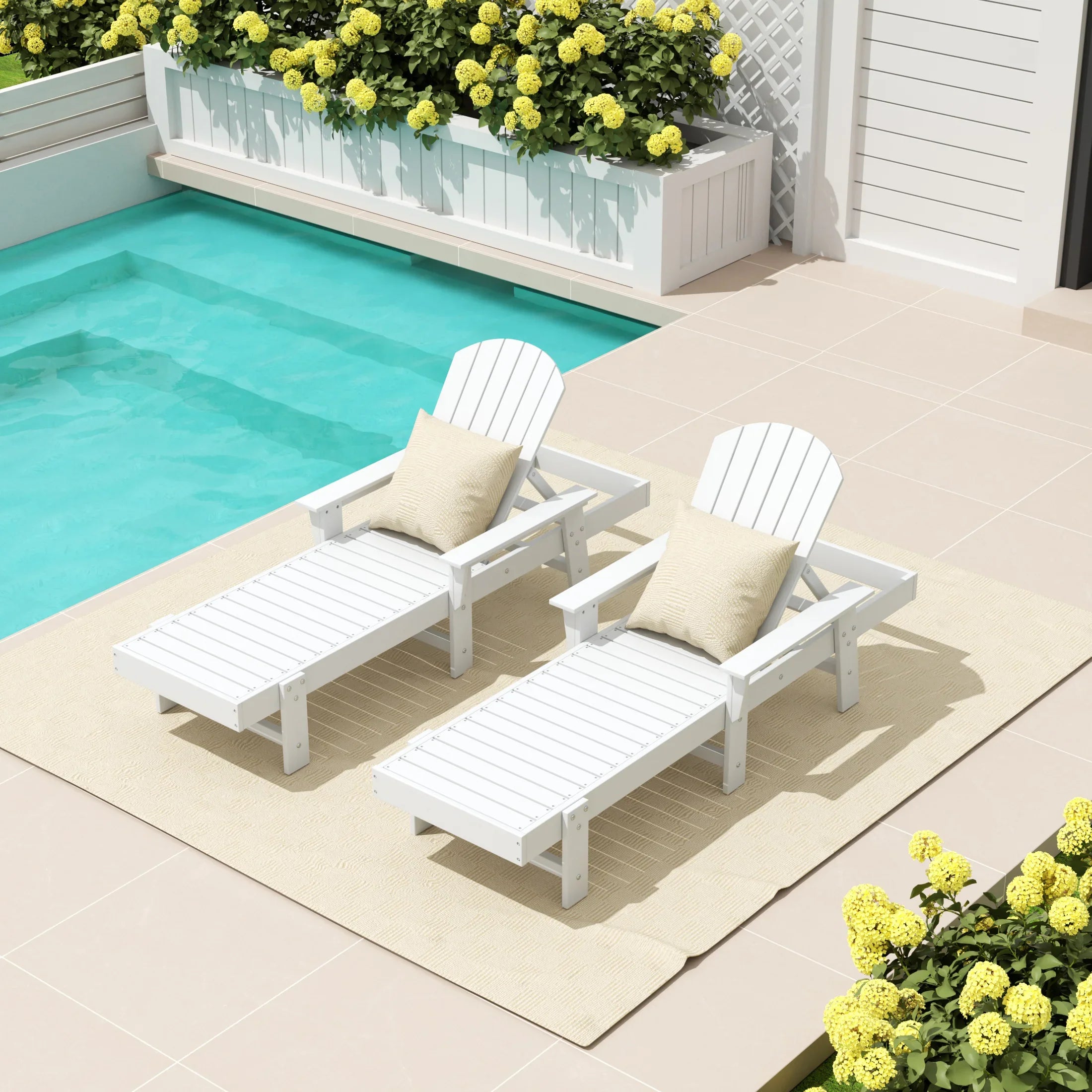 Portside 2 Piece Adirondack Poly Reclining Chaise Lounge With Arms