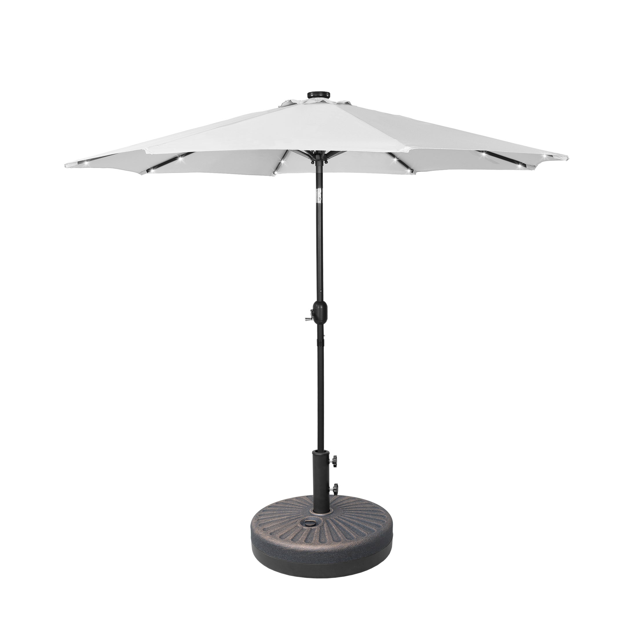 Westlake 9 ft. Patio Solar LED Market Patio Umbrella with Base