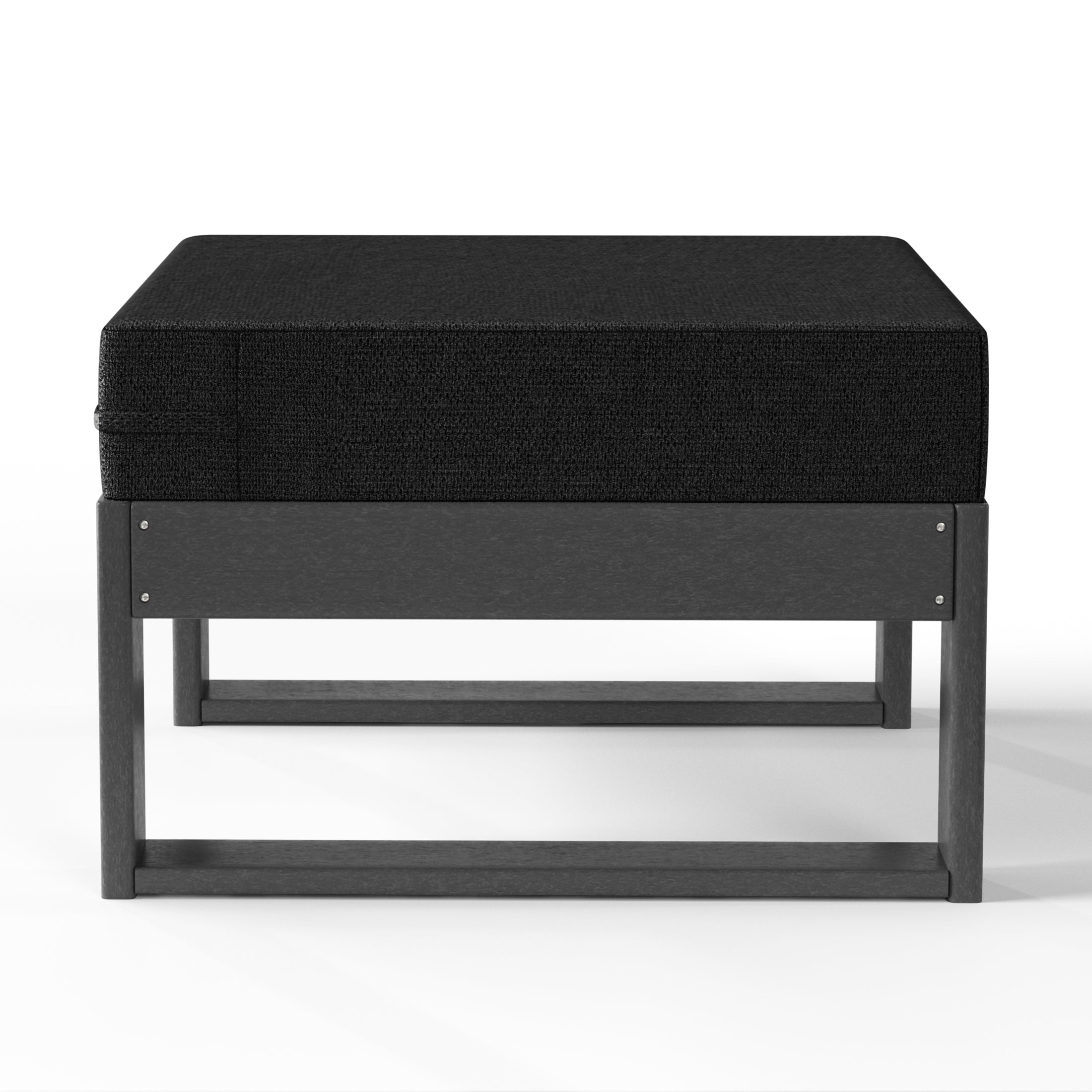 Rockaway Outdoor HDPE Patio Ottoman with Waterproof Olefin Cushions