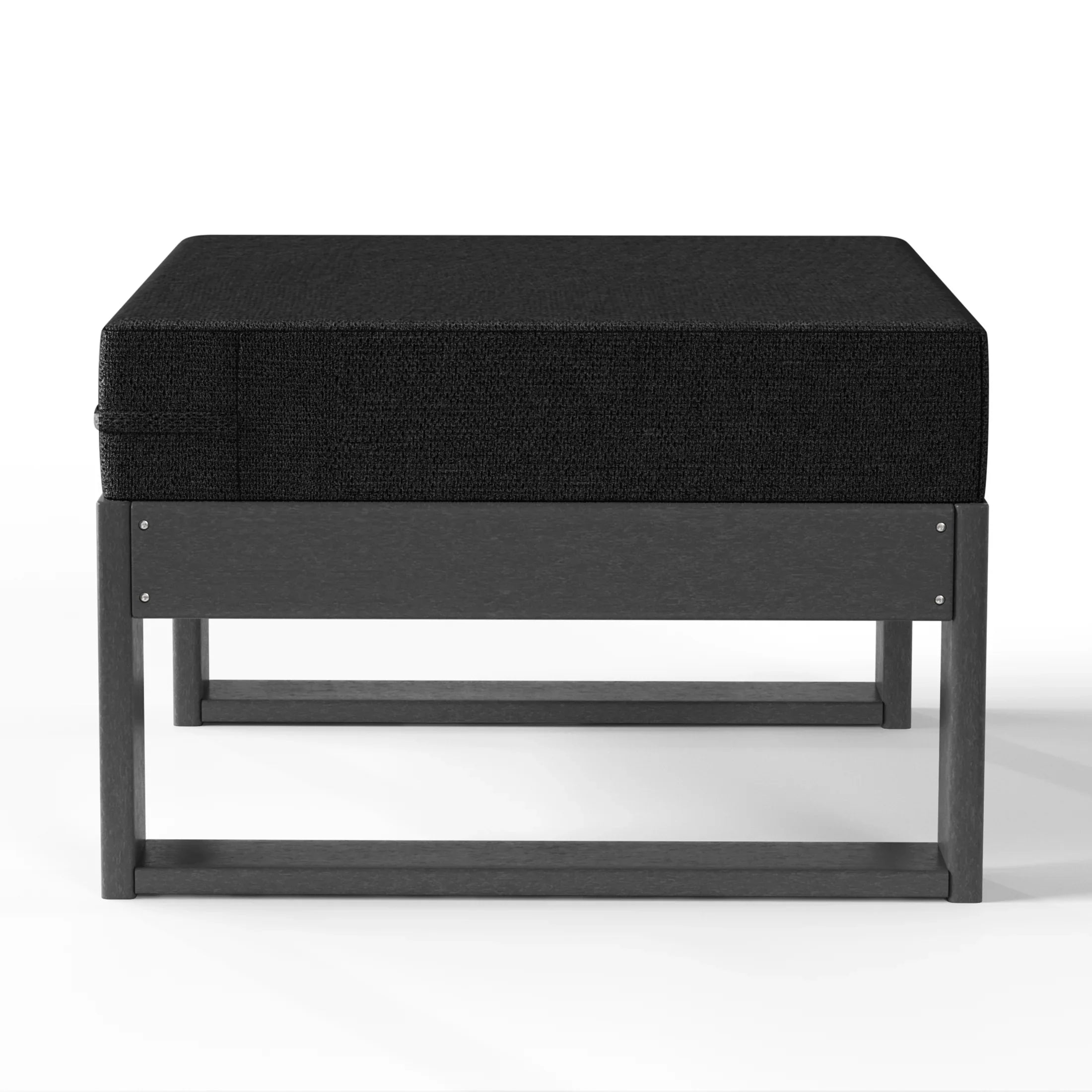 Rockaway Outdoor HDPE Patio Ottoman with Waterproof Olefin Cushions