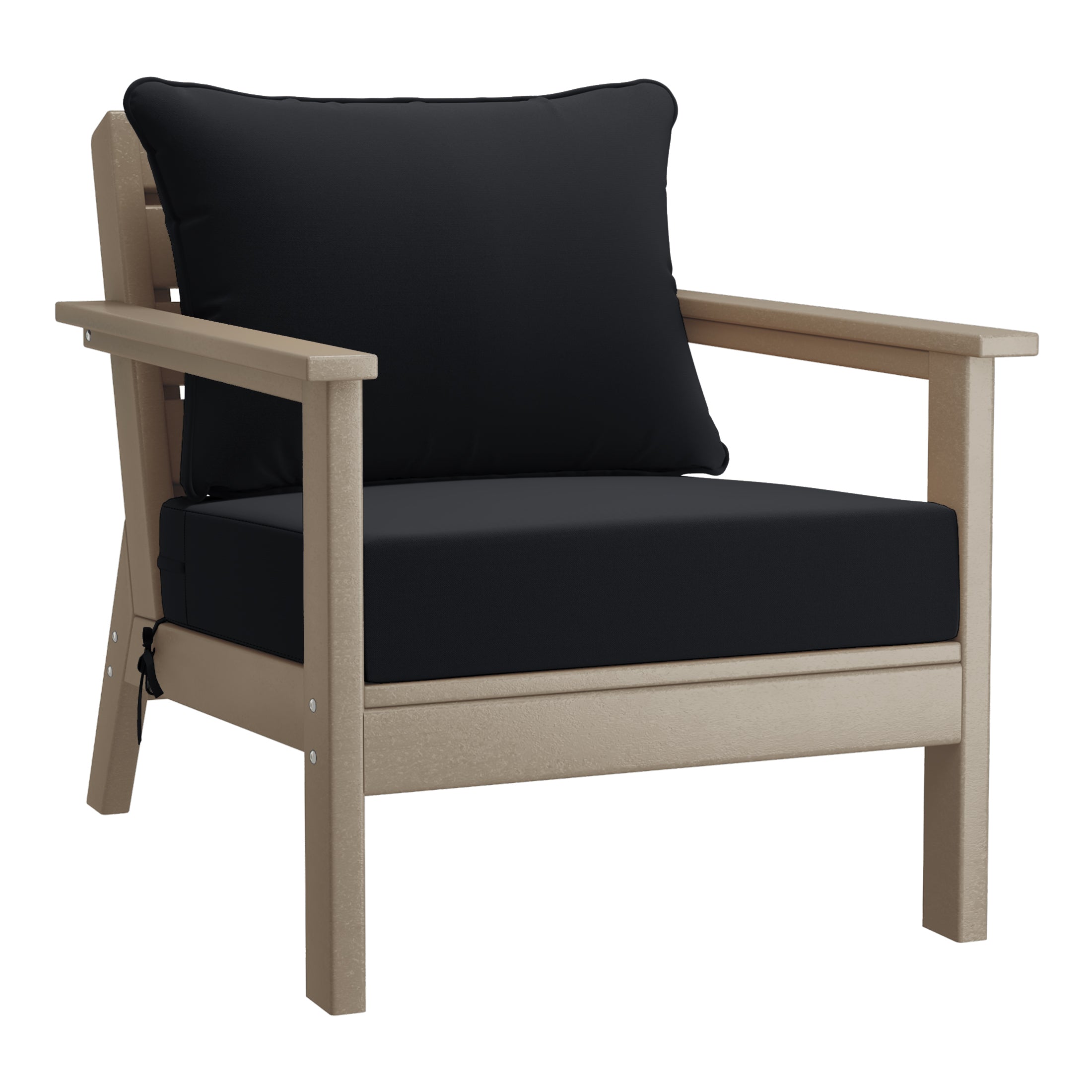 Portsmouth Outdoor Modern HDPE Patio Club Chairs with Deep Seat Cushions (Set of 2)