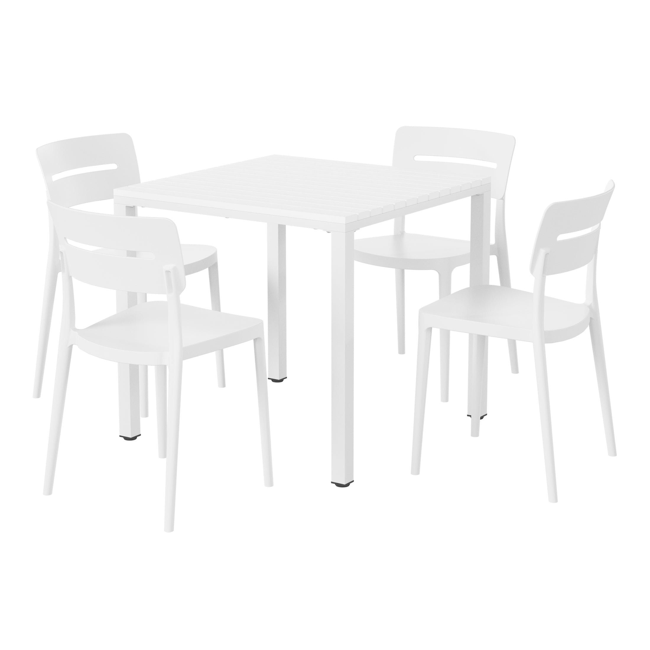 Sunshine 5-Piece Outdoor Metal Frame Dining Table Patio Set with Stackable Patio Dining Chairs