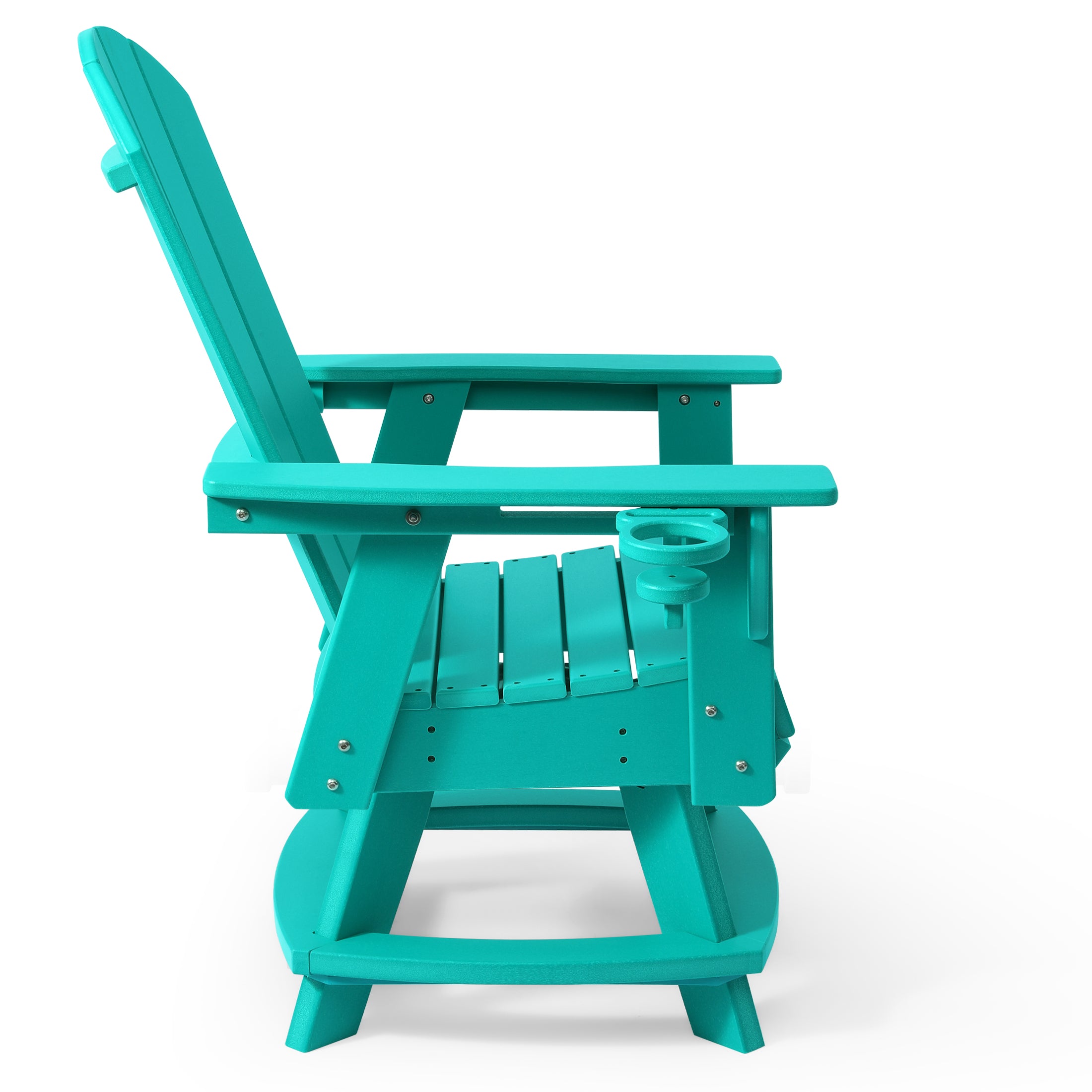 Paradise Outdoor HDPE Swivel Adirondack Patio Dining Chair With Cup Holder
