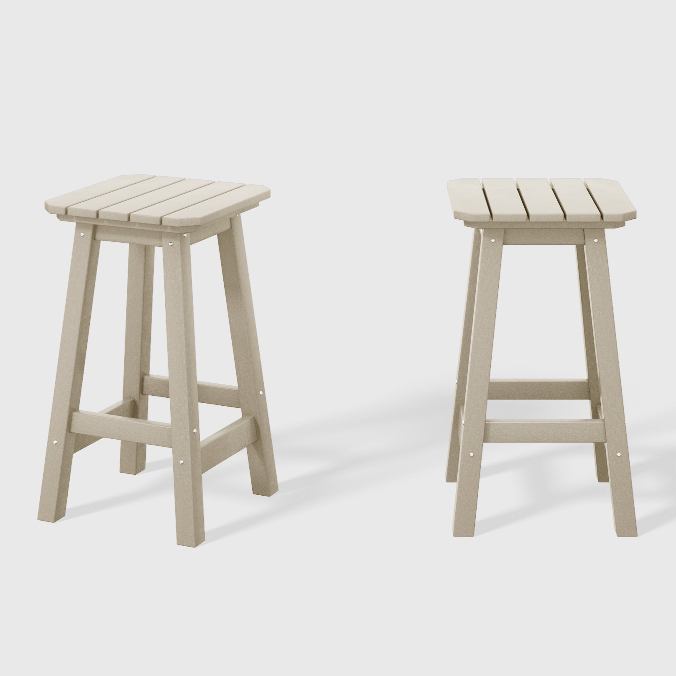 Paradise 24" HDPE Outdoor Patio Counter High Backless Square Bar Stools Set of 2