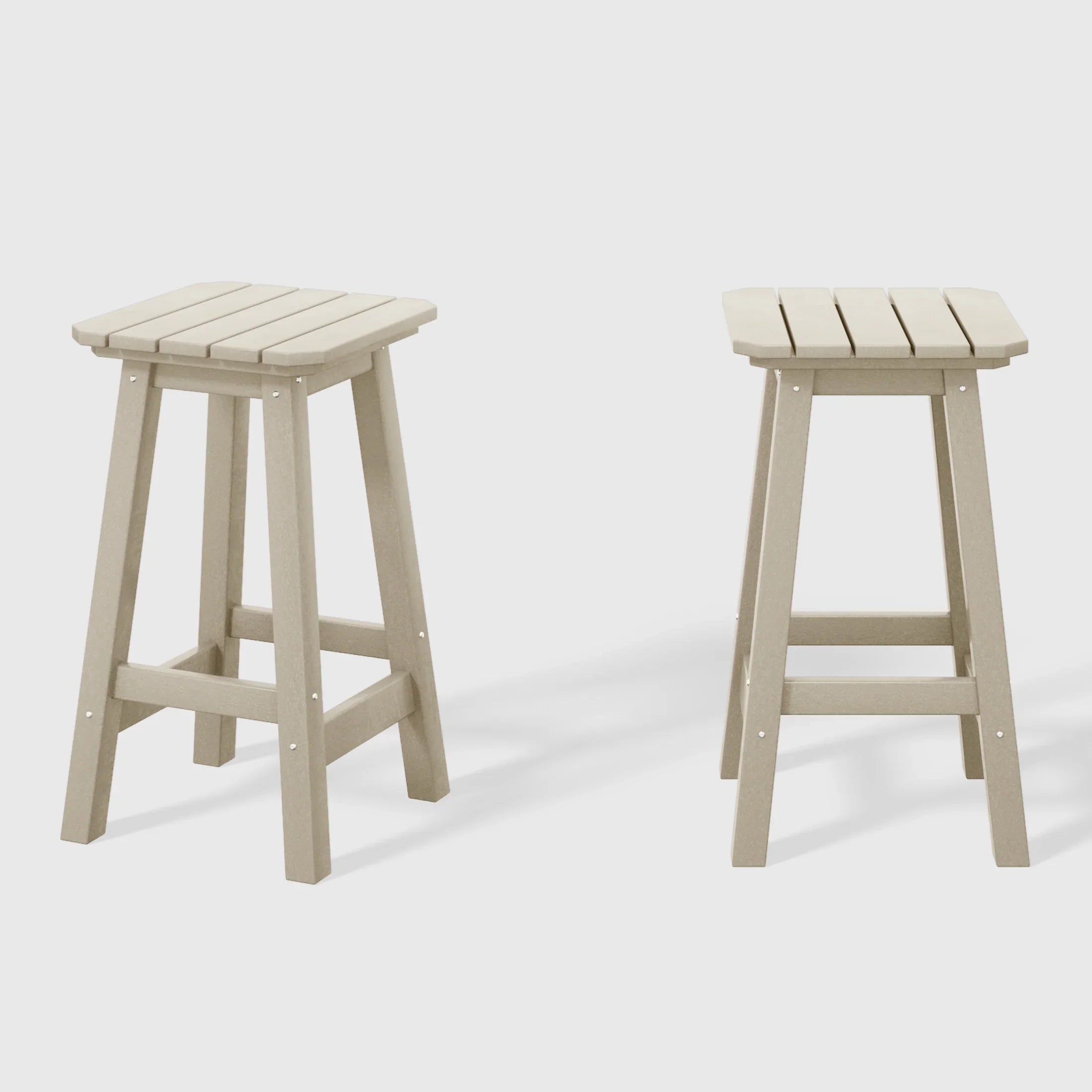 Paradise 24" HDPE Outdoor Patio Counter High Backless Square Bar Stools Set of 2