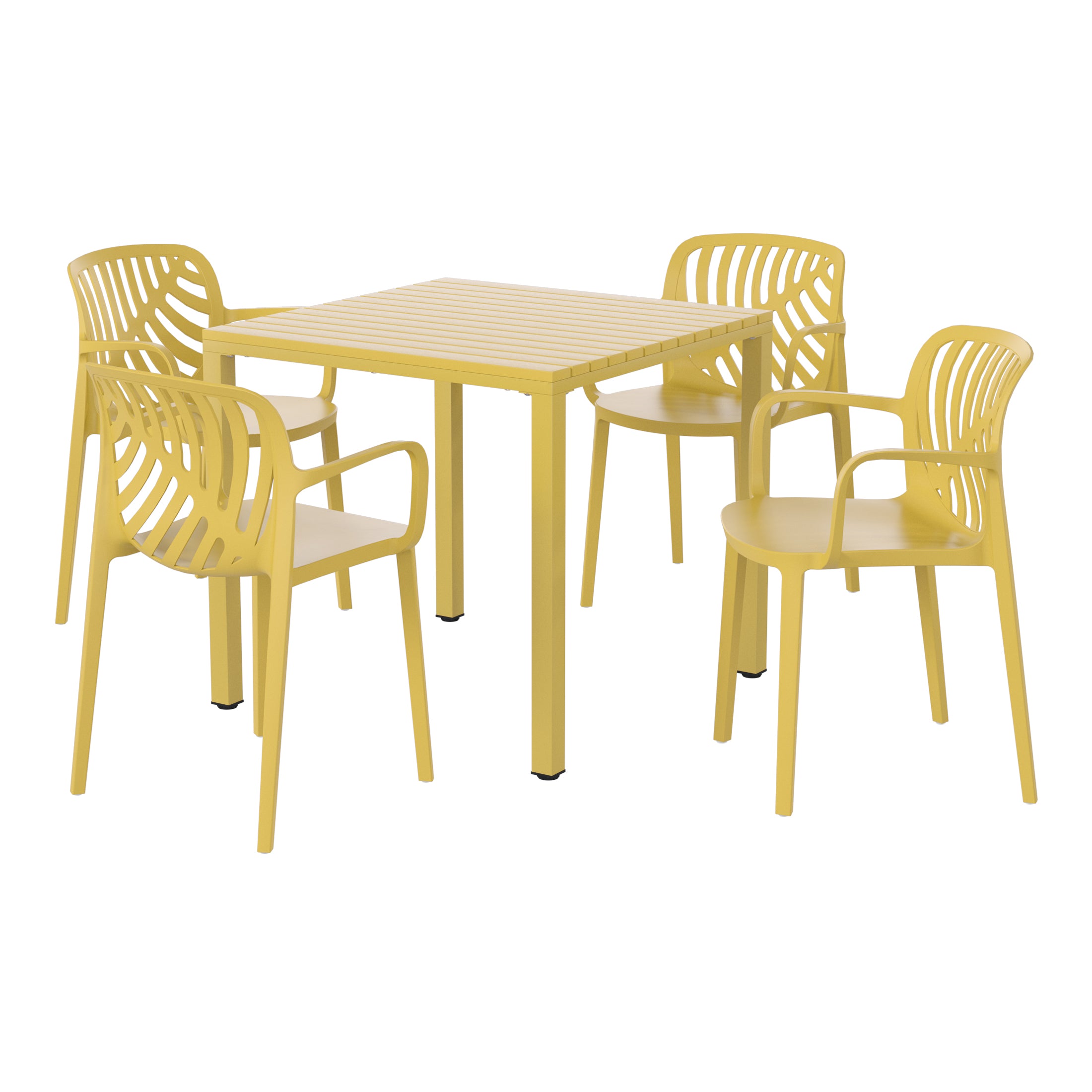 Sunshine 5-Piece Outdoor Square Dining Table Patio Set with Stackable Patio Dining Chairs