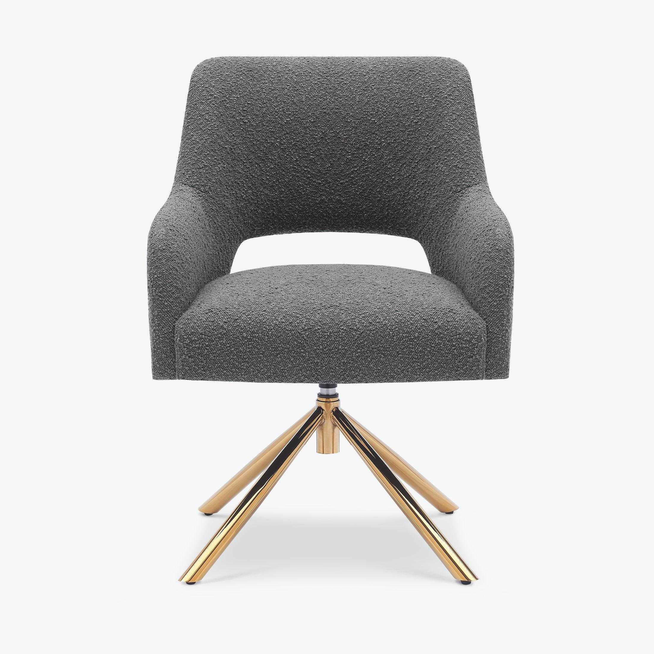 Amélie Mid-Century Modern Wide Boucle Swivel Vanity Chair