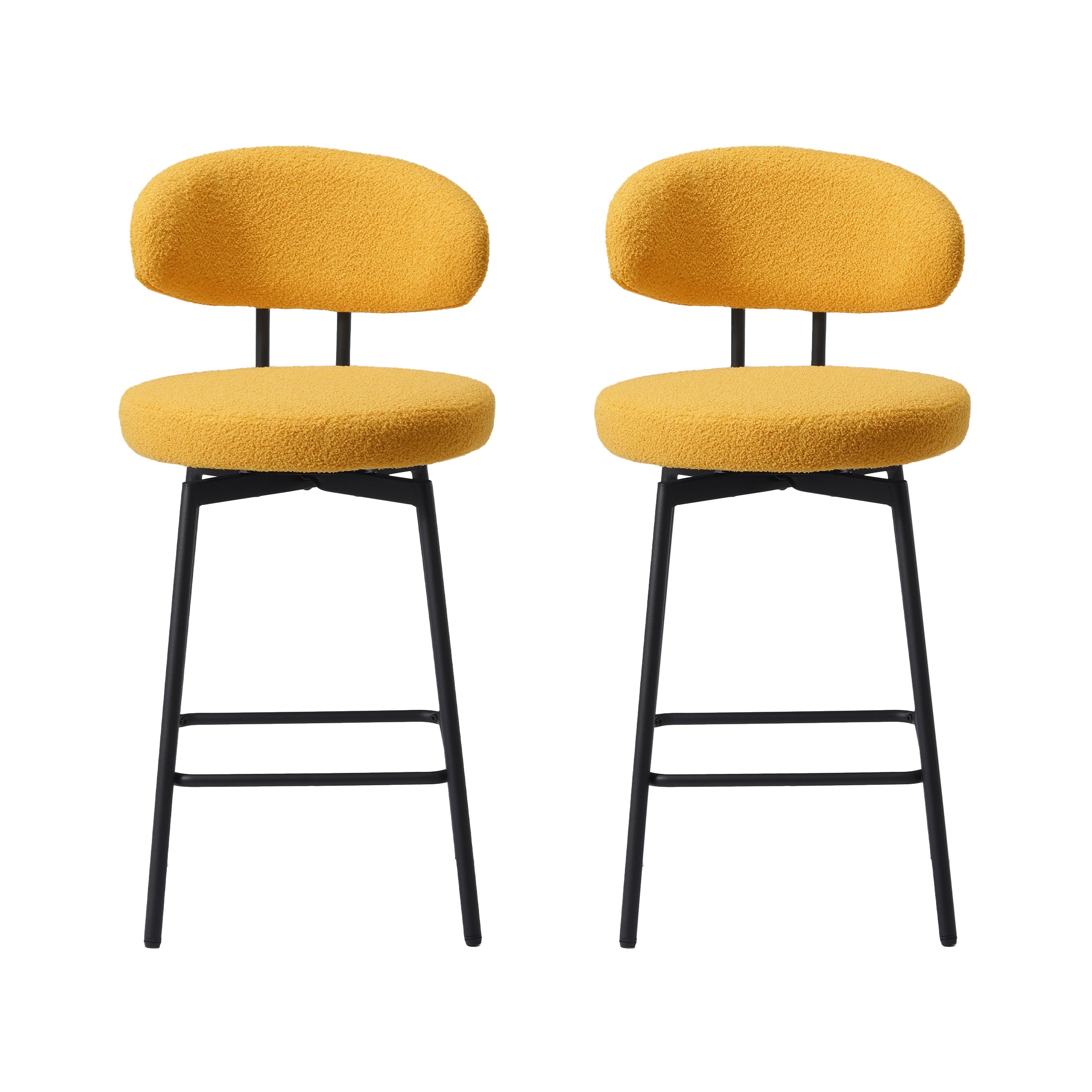 Celine Modern Upholstered Sherpa Fabric Counter Height Bar Stools with Back (Set of 2)