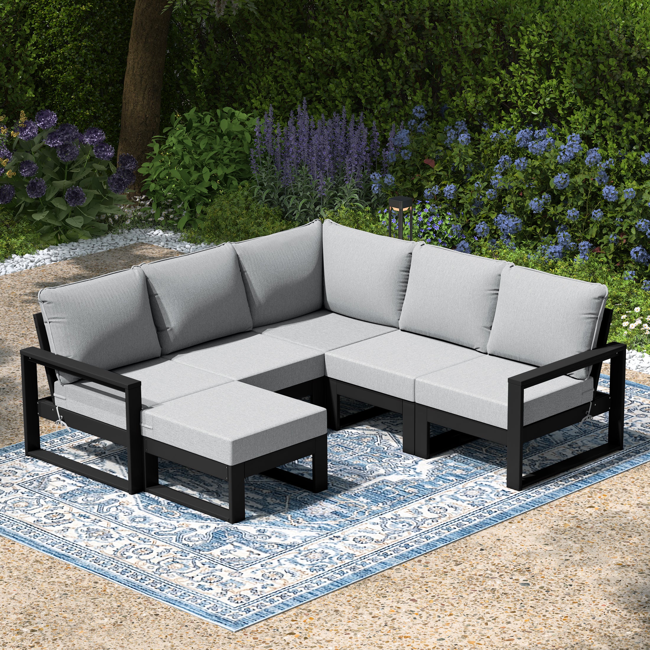 Rockaway 6-Piece Outdoor Patio Corner Sectional Sofa Conversation Set