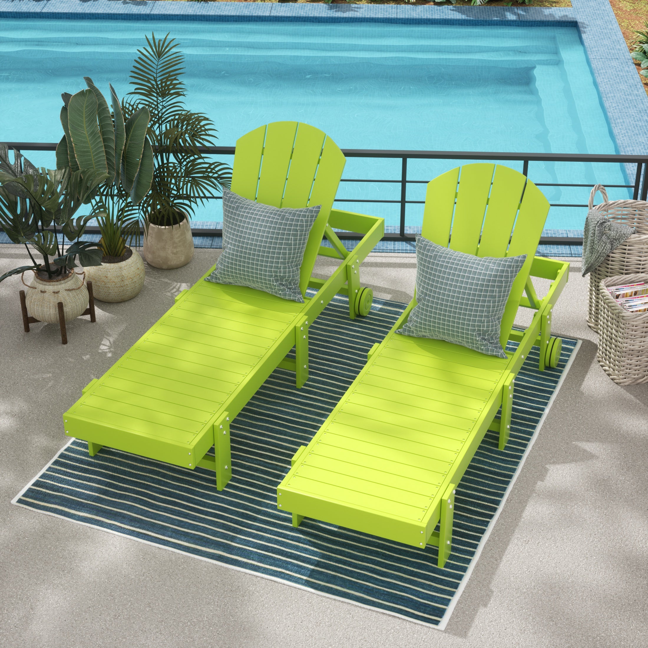 Paradise Adirondack Poly Reclining Chaise Lounge With Wheels (Set Of 2)