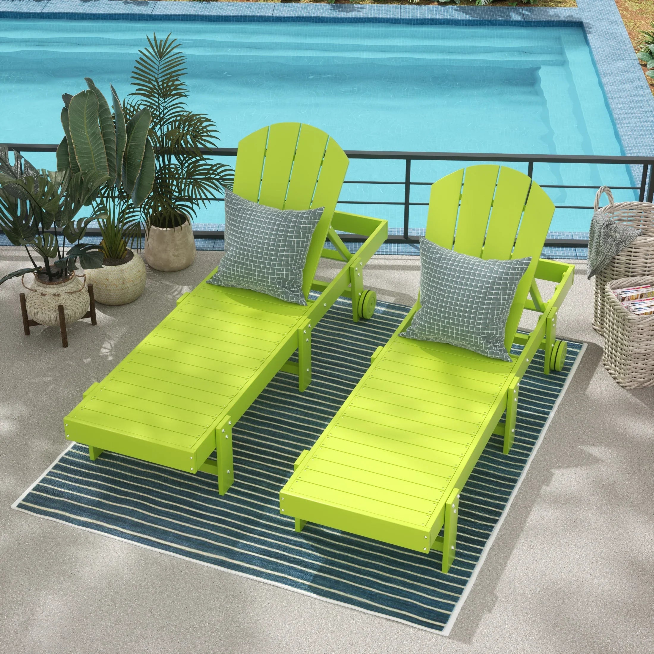 Paradise Adirondack Poly Reclining Chaise Lounge With Wheels (Set Of 2)