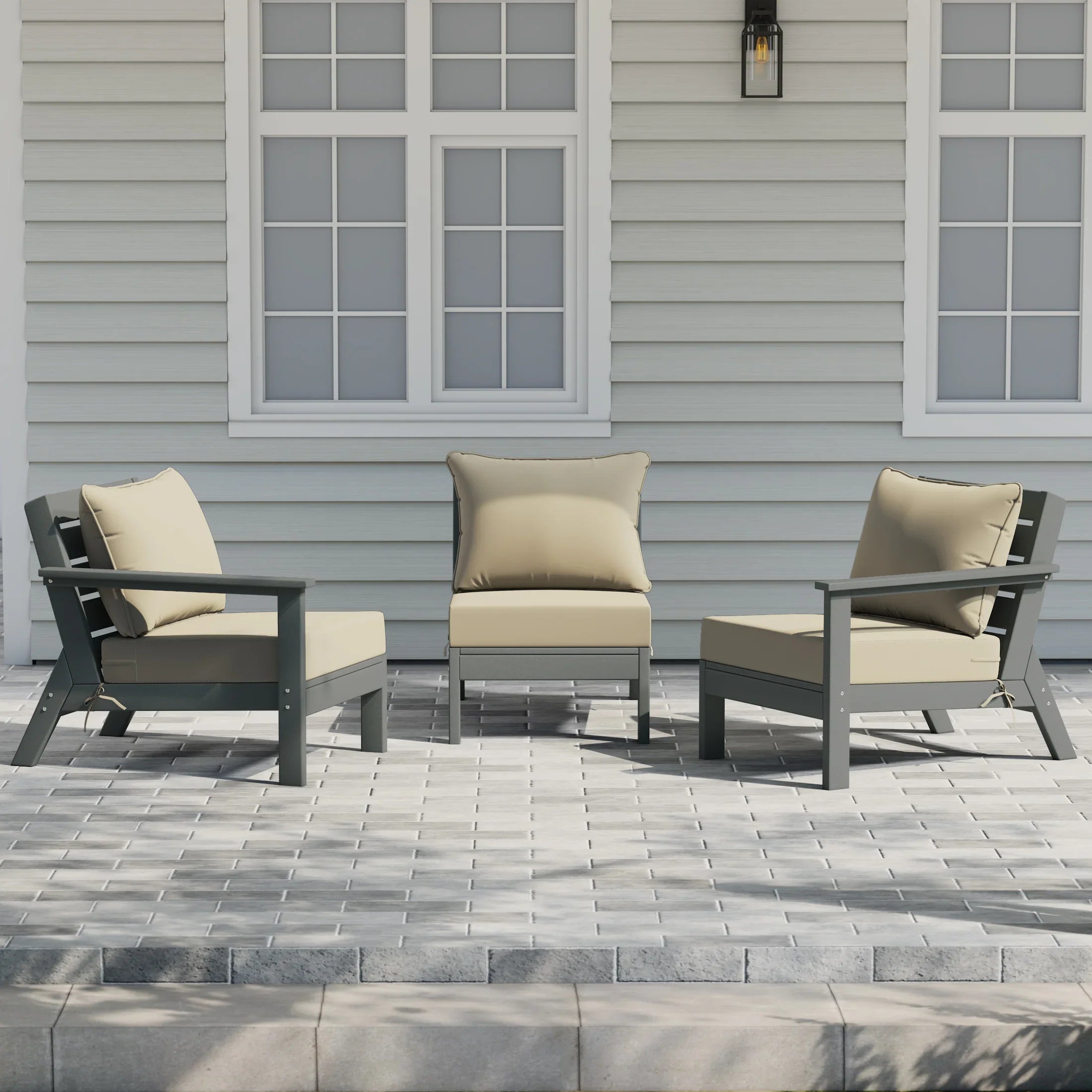 Portsmouth Outdoor Patio HDPE Sectional Sofa with Patio Cushions