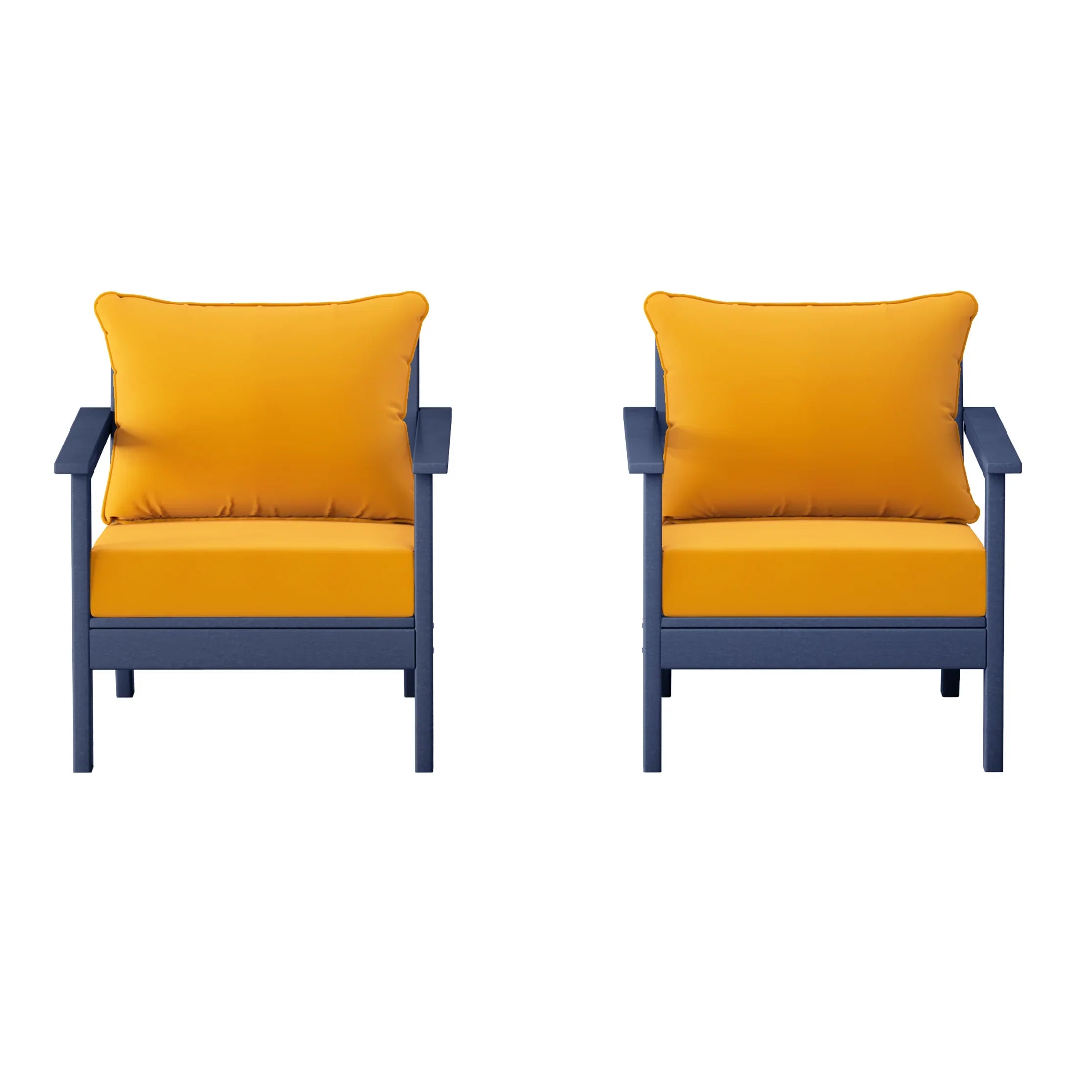 Portsmouth Outdoor Modern HDPE Patio Club Chairs with Deep Seat Cushions (Set of 2)