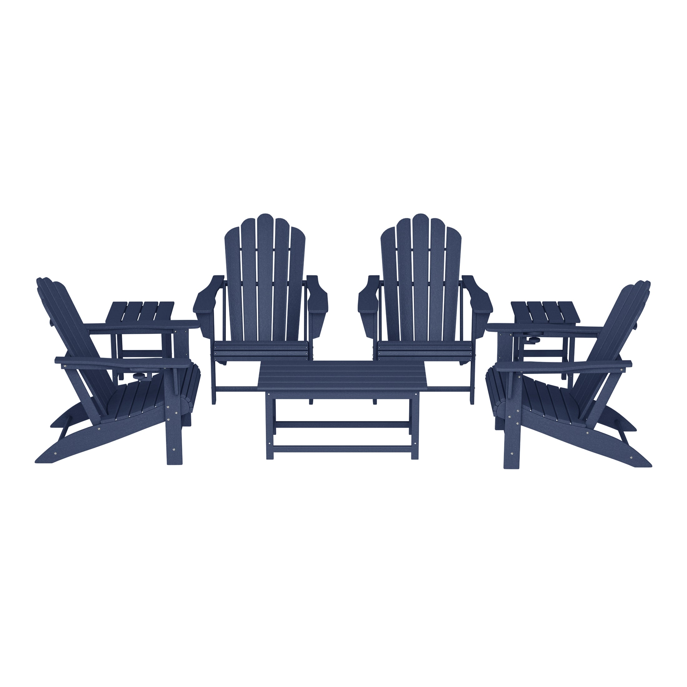 Lakeview 7-Piece HDPE Outdoor Patio Furniture Adirondack Conversation Set
