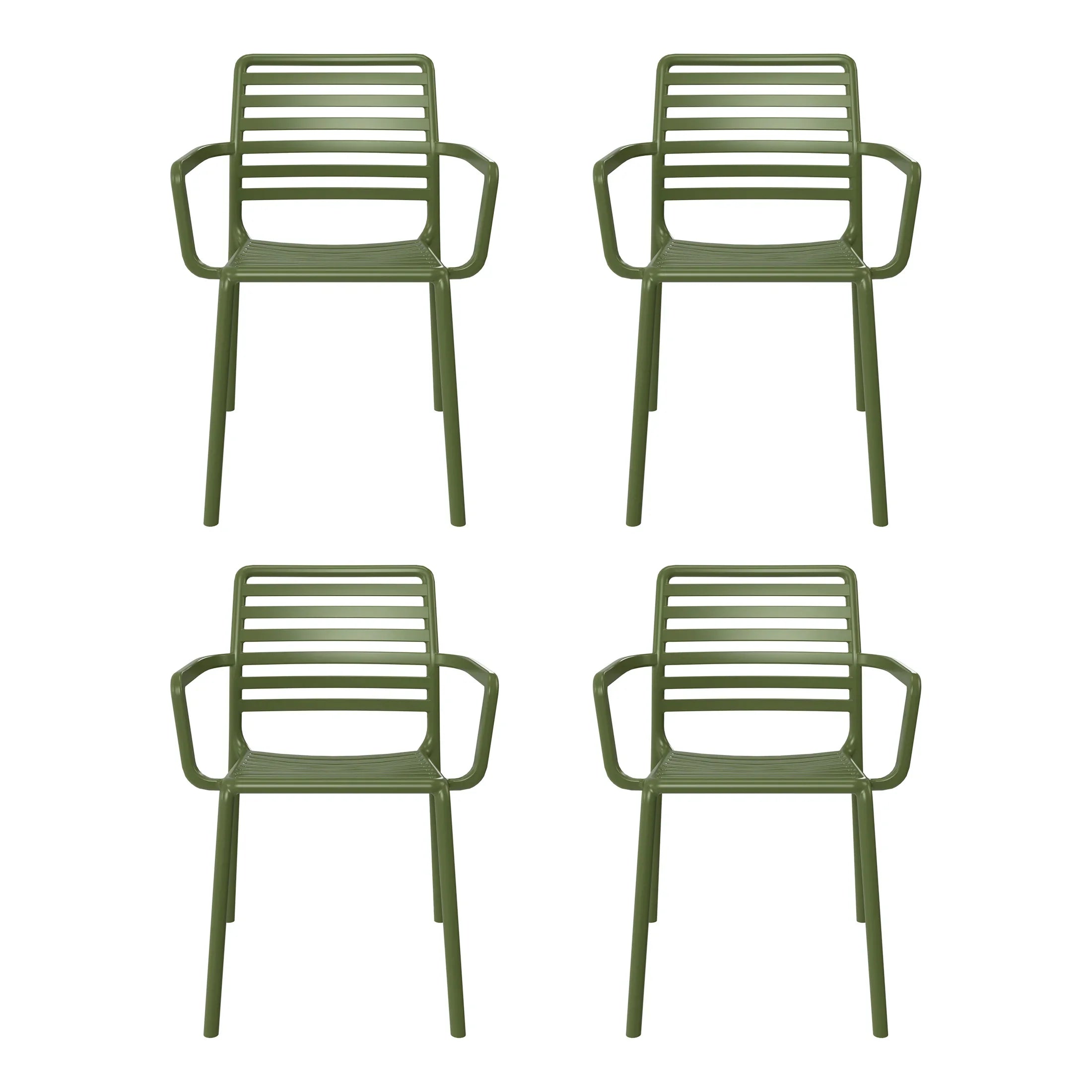 Sunshine Outdoor Stackable Polypropylene Plastic Resin Dining Armchairs (Set of 4)