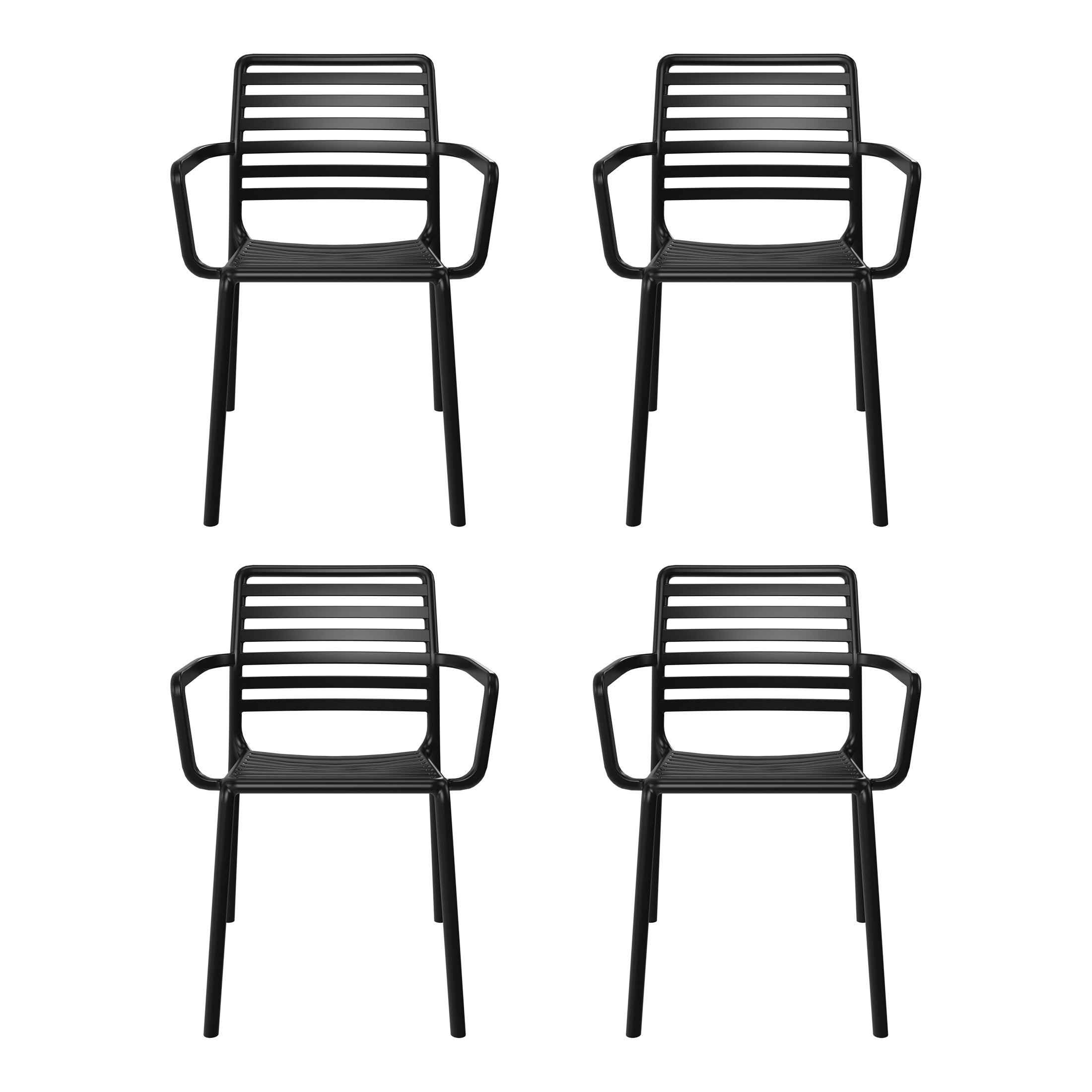 Sunshine Outdoor Stackable Polypropylene Plastic Resin Dining Armchairs (Set of 4)
