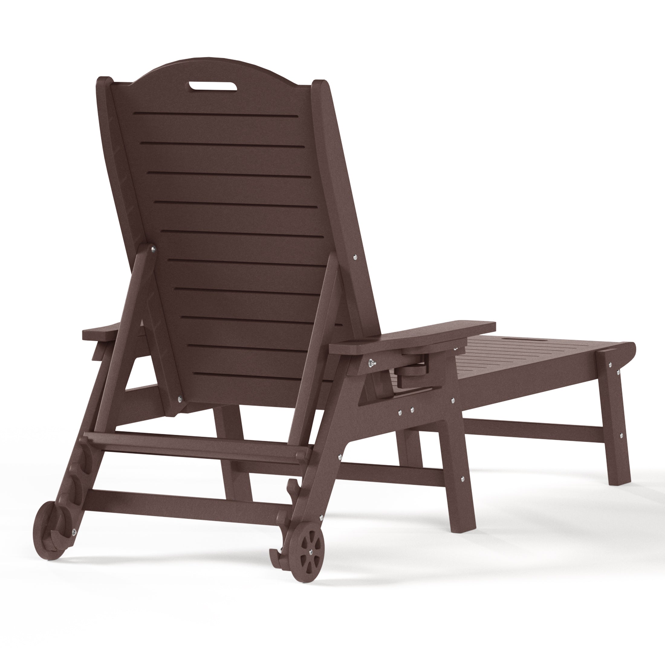 Lago Outdoor HDPE Patio Chaise Lounge With Wheels & Cup Holder