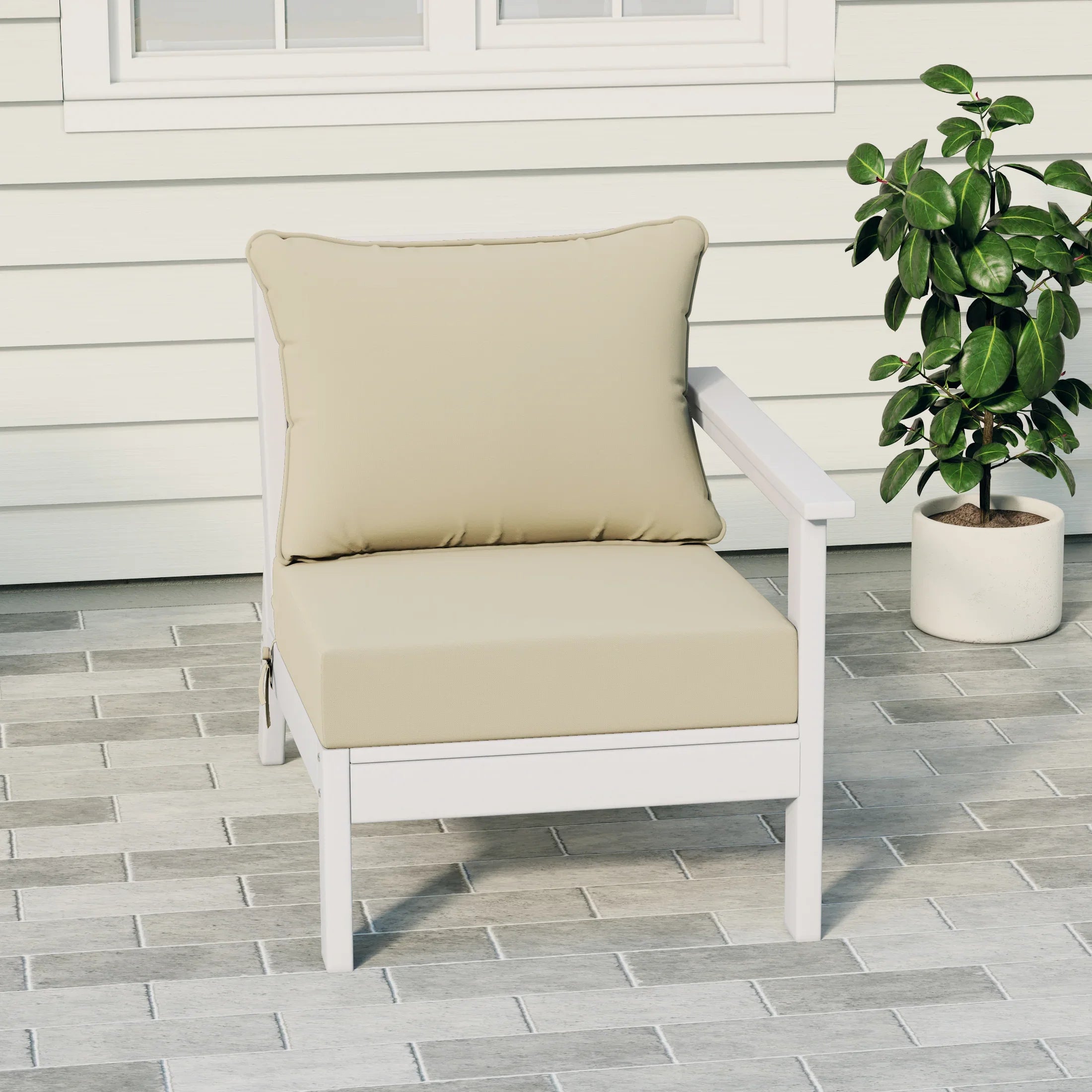 Portsmouth Outdoor Patio HDPE Right Arm Sectional Corner Club Chair with Patio Cushions