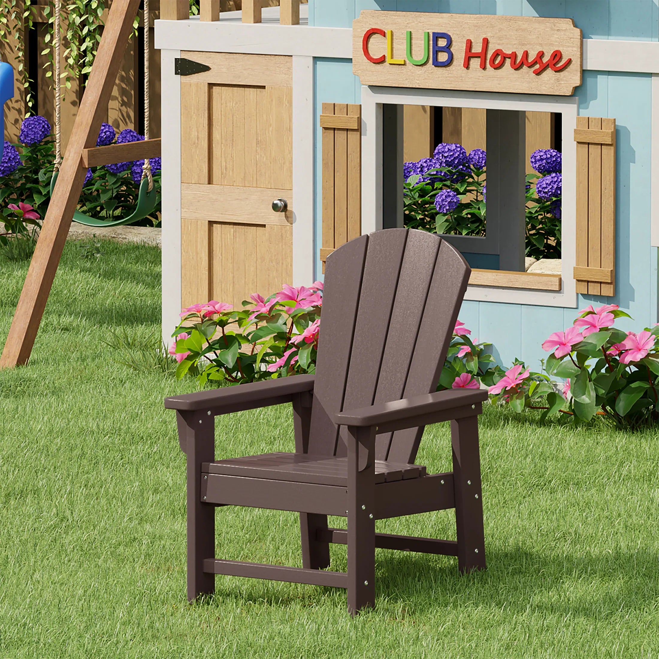 Paradise Kids Outdoor HDPE Adirondack Plastic Patio Chair