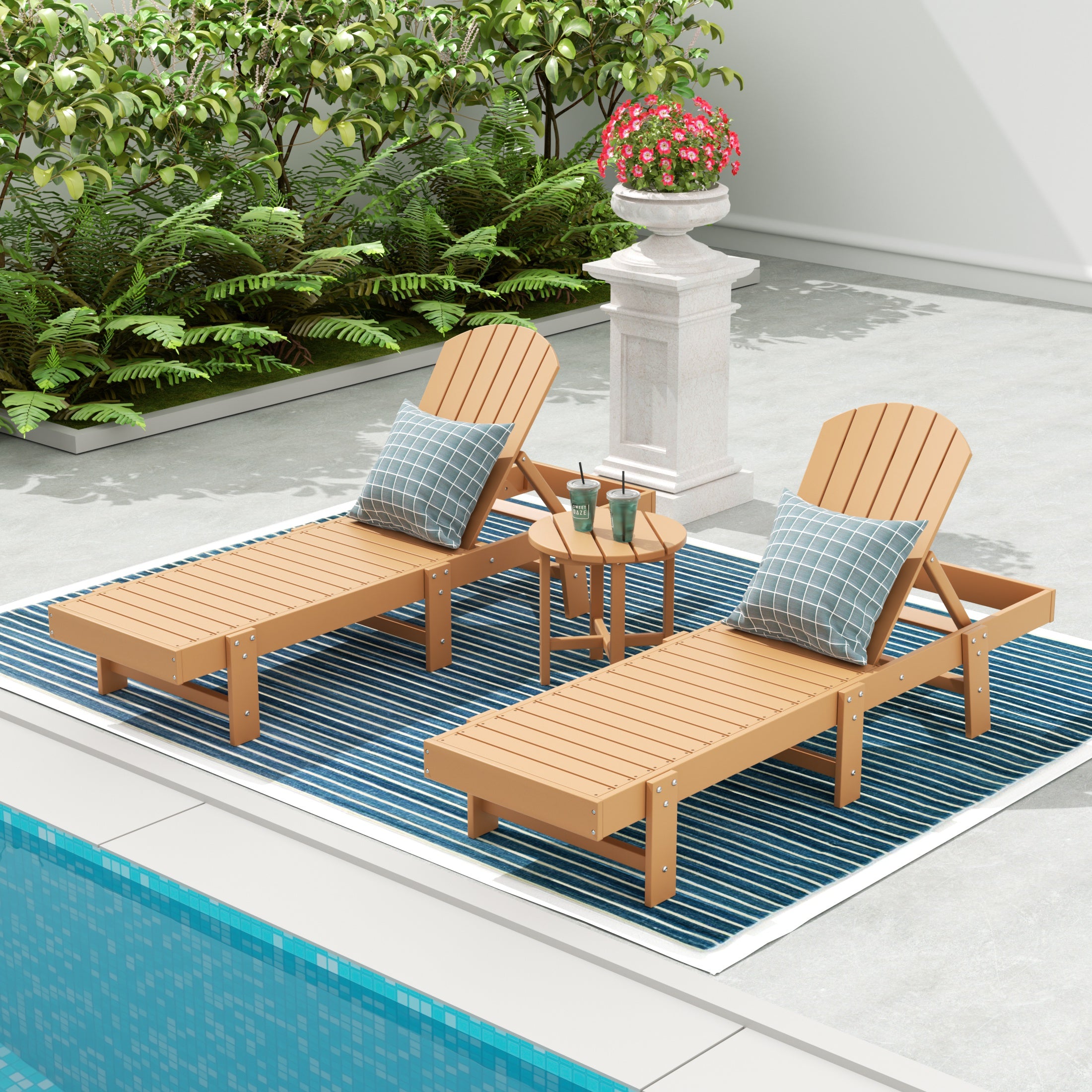 Portside 3 Piece Adirondack Poly Reclining Chaise Lounge