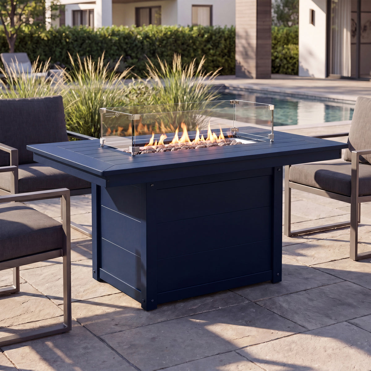 Sol 46" Modern Outdoor 55,000 BTU Patio Gas Propane Rectangle Deck Fire Pit Table