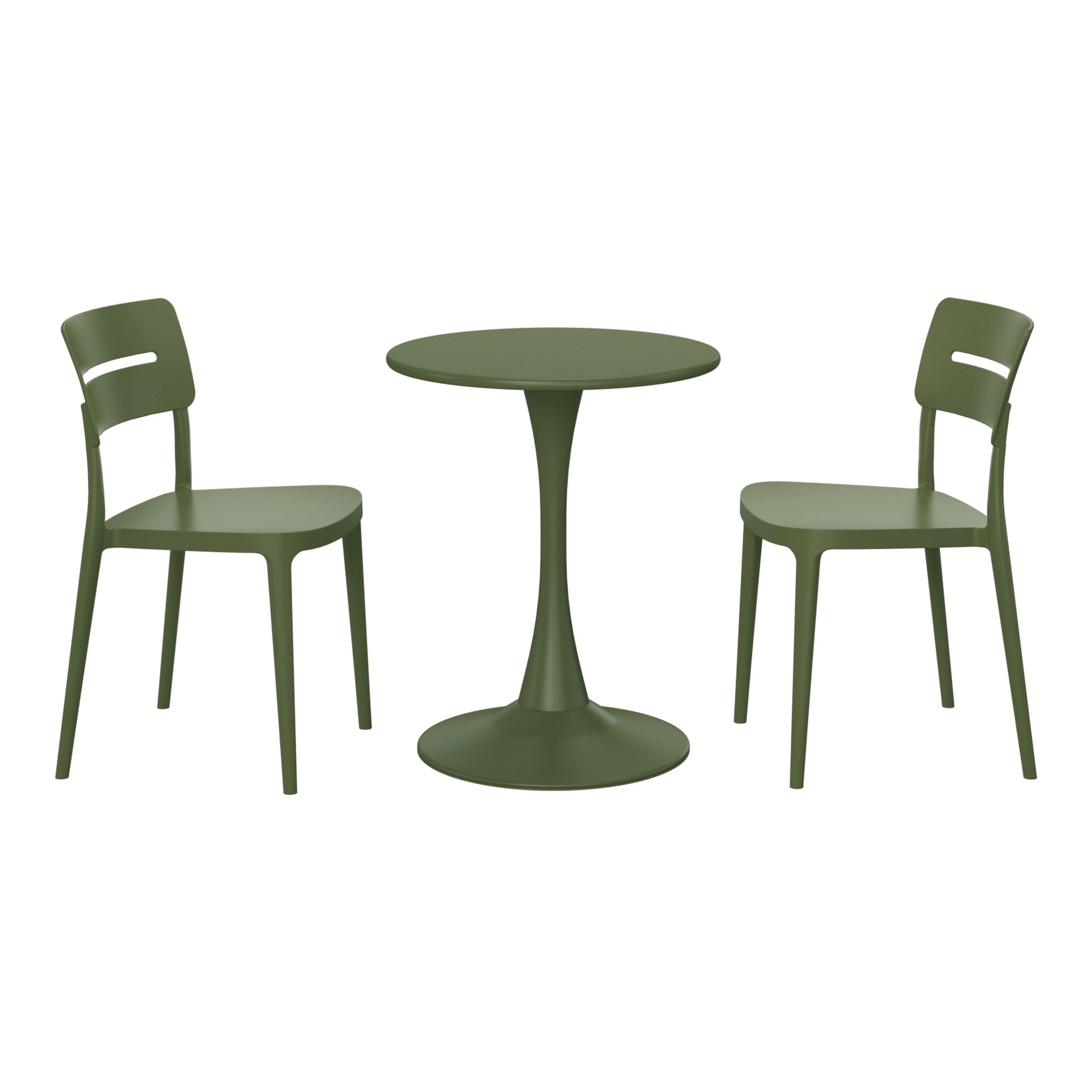 Sunshine 3-Piece Outdoor Round Metal Patio Dining Table Set With Stackable Patio Chairs