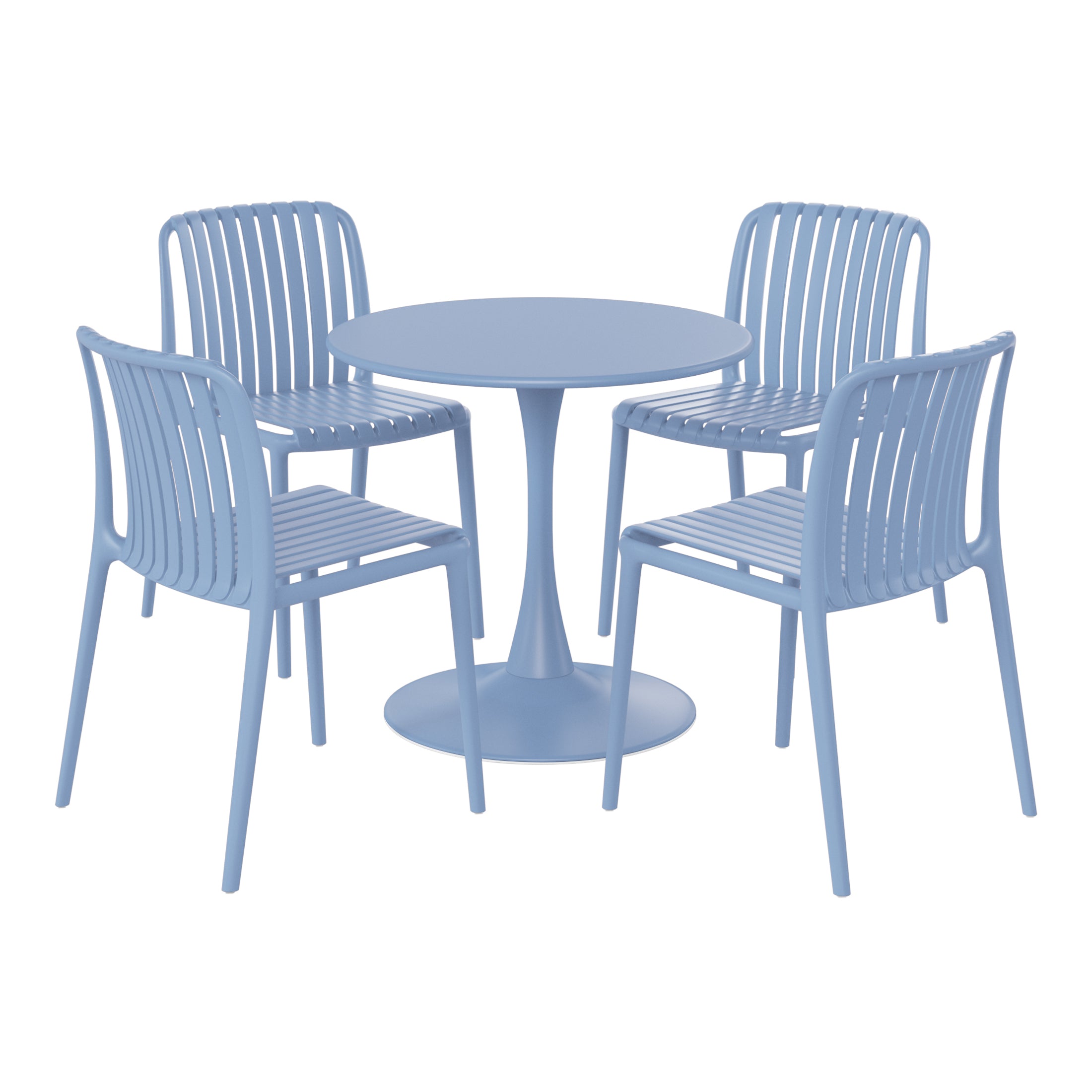 Sunshine 5-Piece Outdoor Metal Dining Table Set And Stackable Resin Patio Chairs