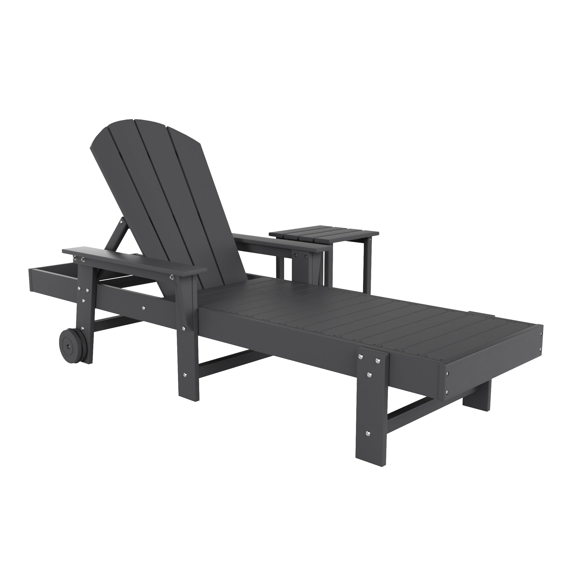 Paradise 2 Piece Adirondack Poly Reclining Chaise Lounge With Arms & Wheels