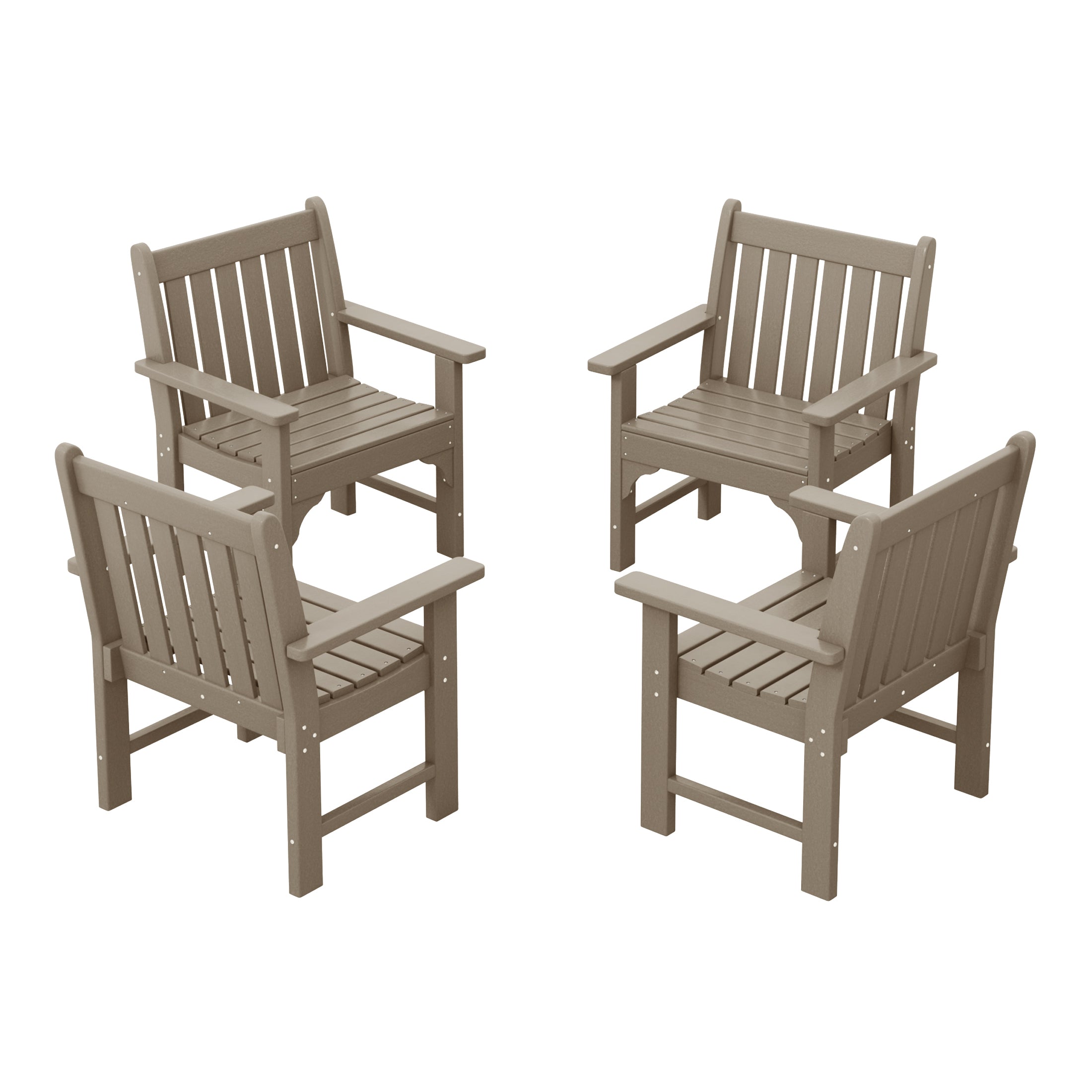 Paradise Outdoor Patio HDPE Adirondack Dining Arm Chairs (Set of 4)