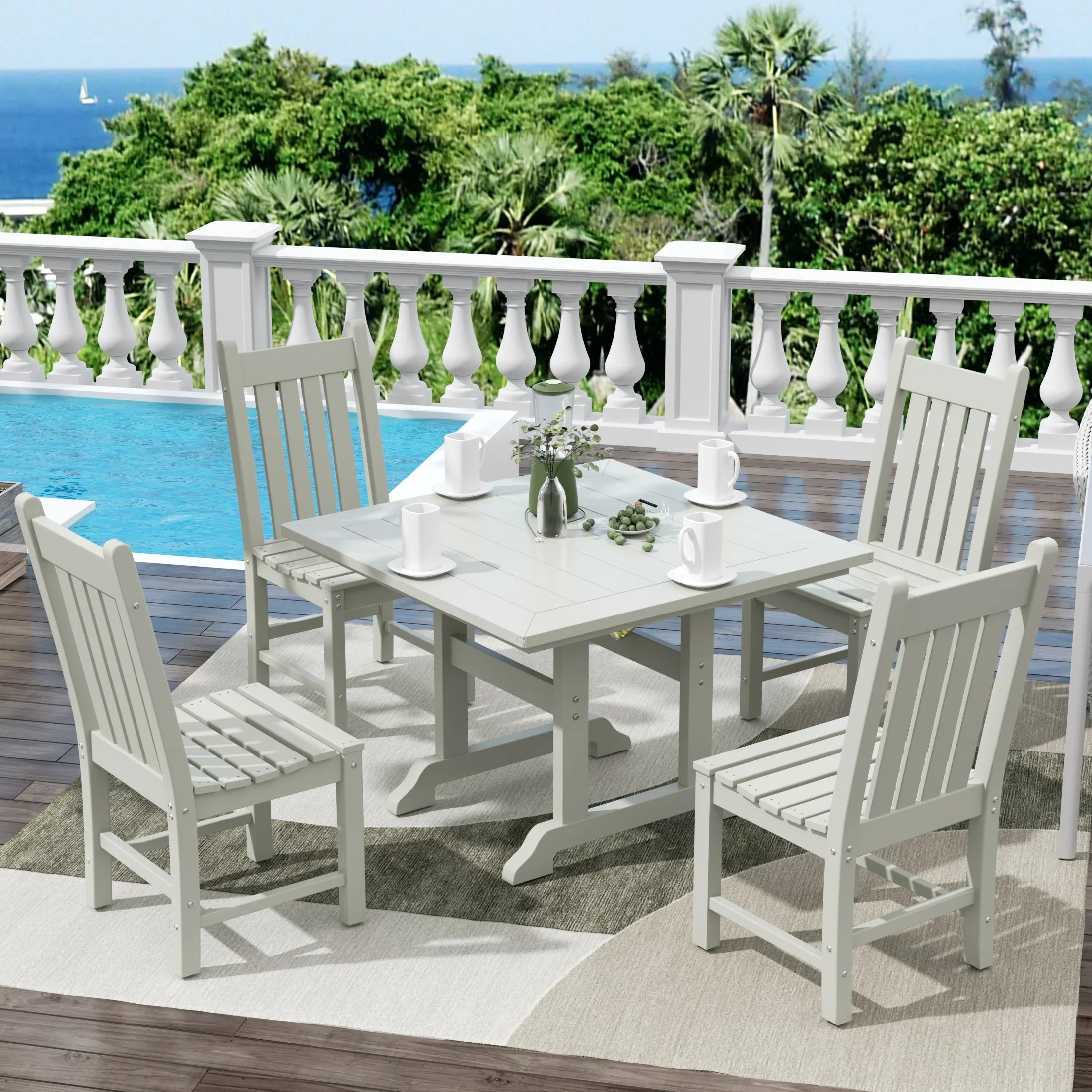 Paradise 5 Piece Outdoor Patio Dining Set Outdoor Square Table and Chair Set