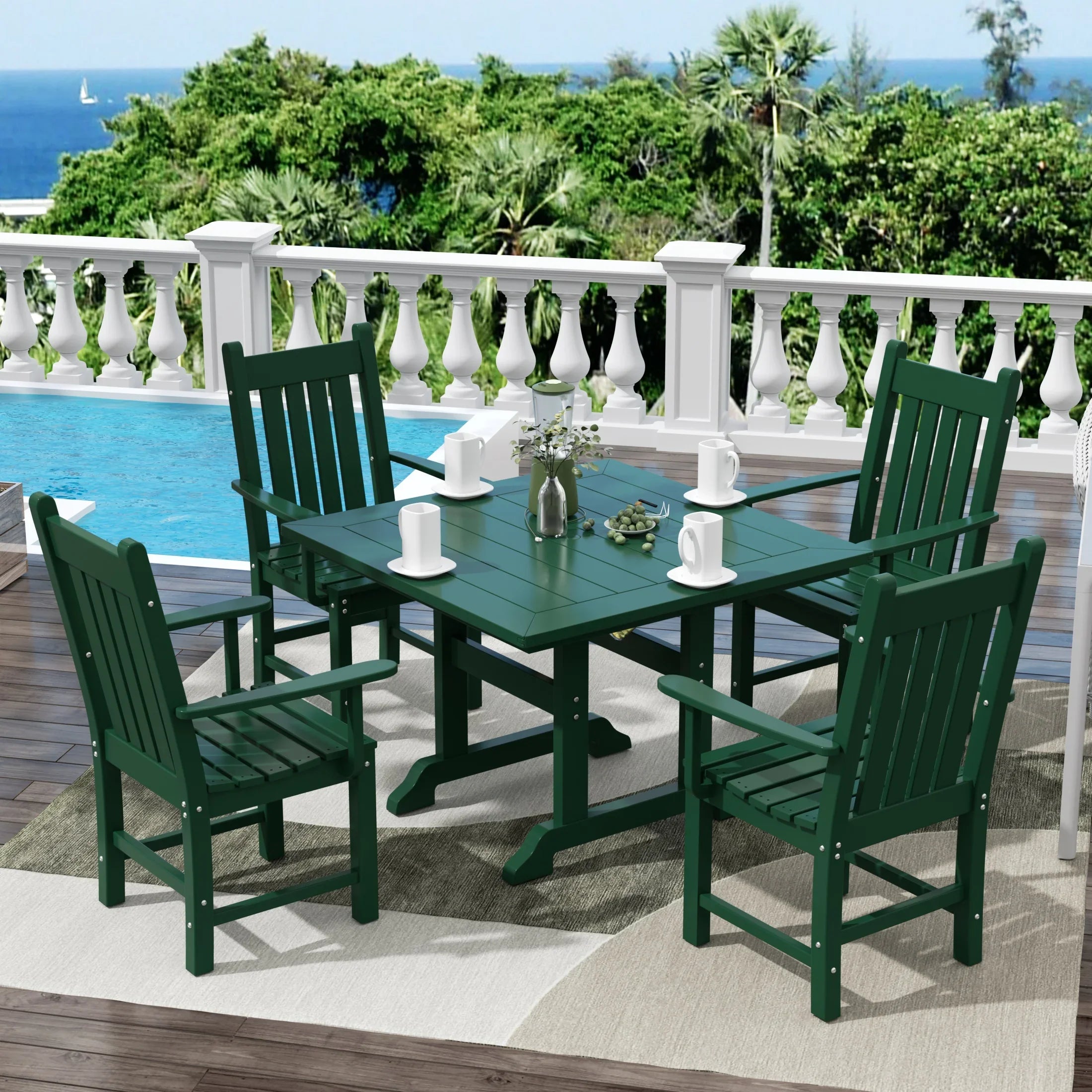 Paradise 5 Piece Outdoor Patio Dining Set Outdoor Square Table and Armchair Set